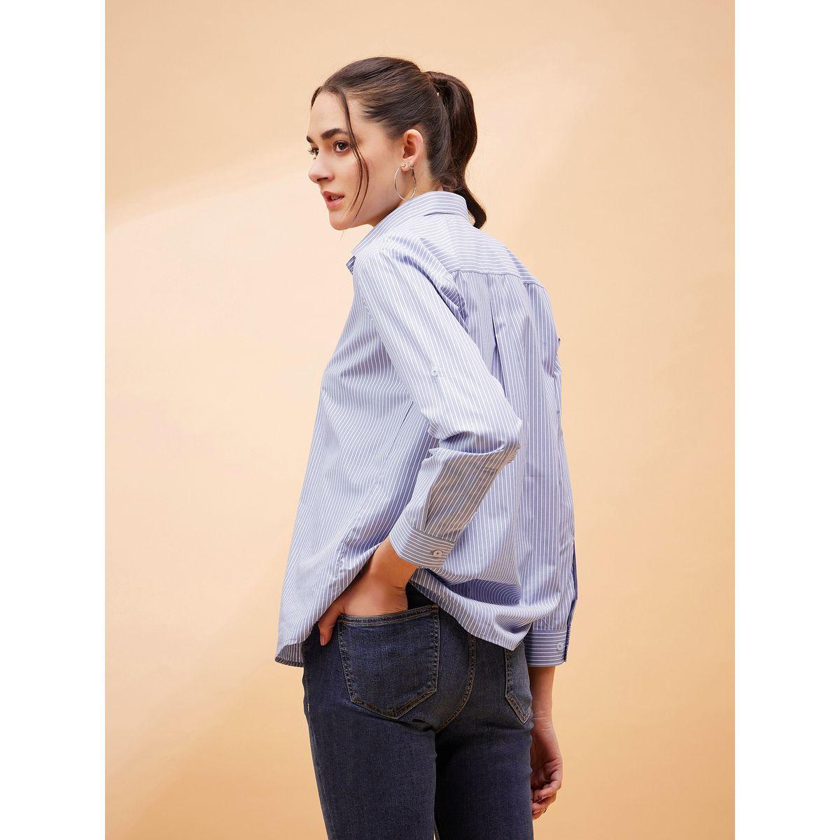 Sassafras X Styli  Oversized Striped Shirt with Long Sleeves-women-clothing-shirtsandblouses-shirts-image-6