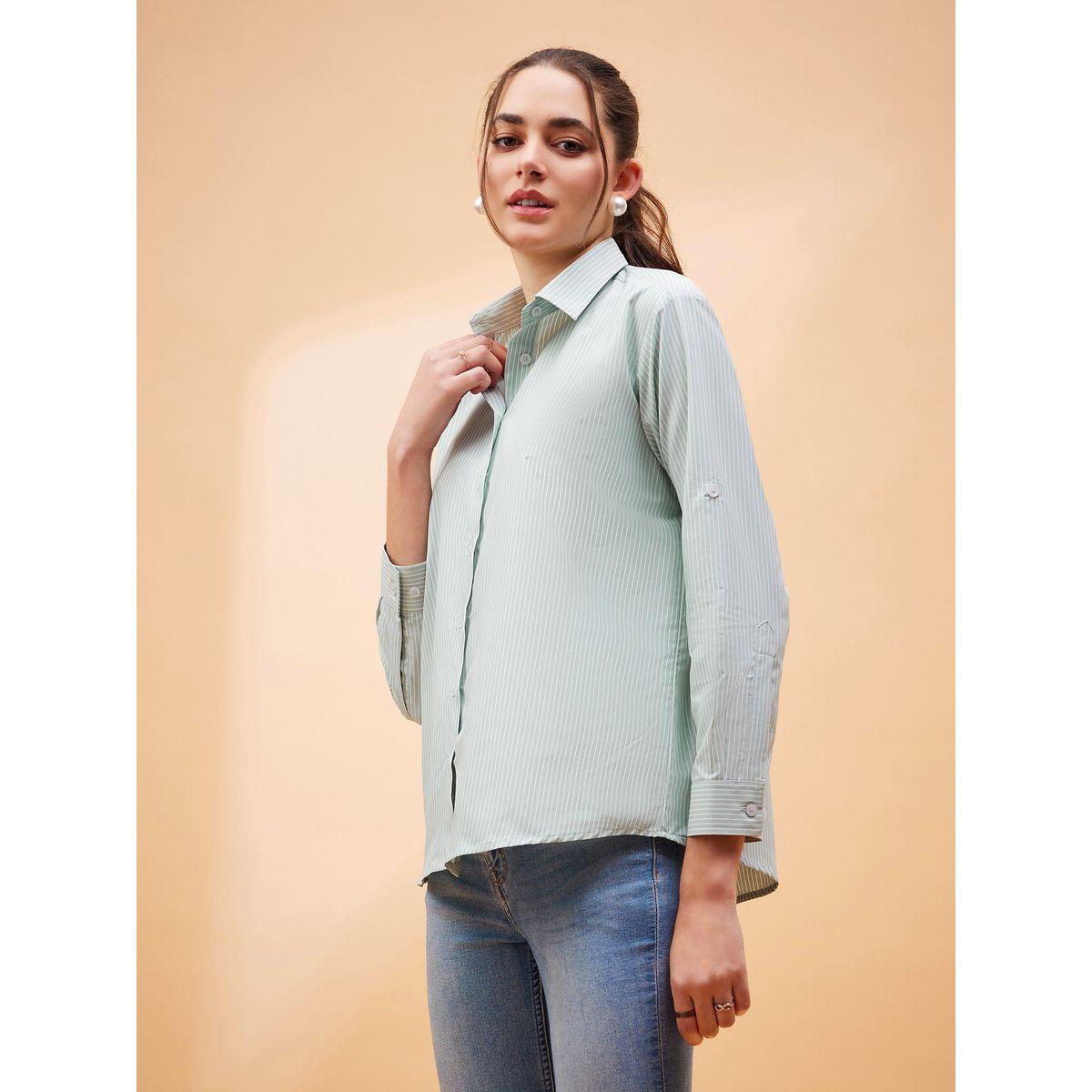 Sassafras X Styli  Oversized Solid Shirt with Long Sleeves-women-clothing-shirtsandblouses-shirts-image-3