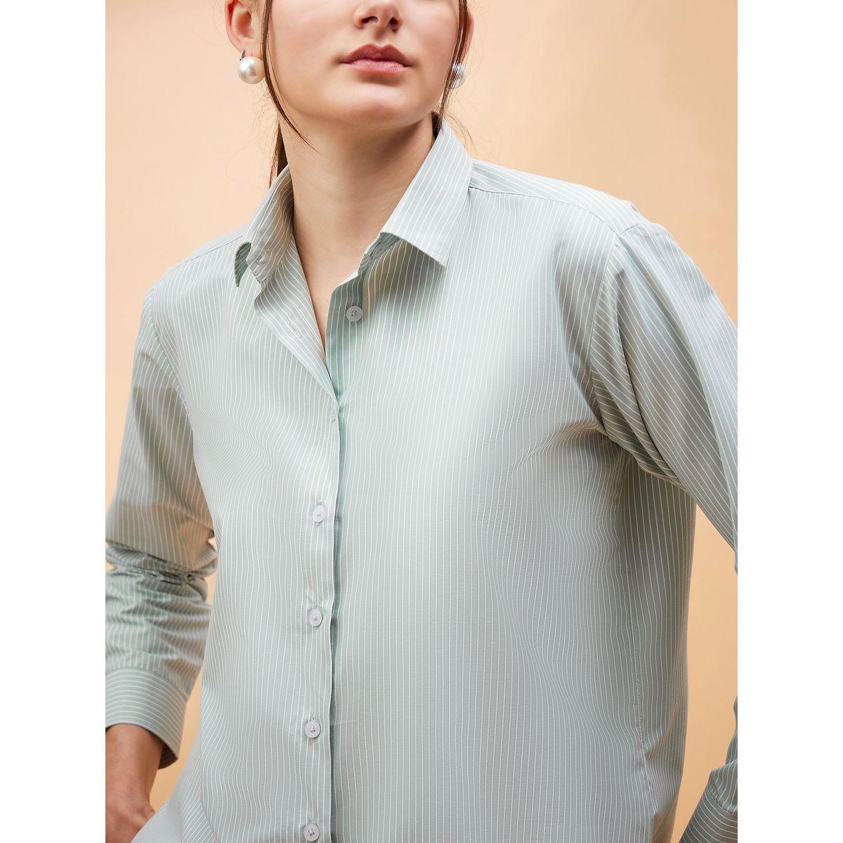 Sassafras X Styli  Oversized Solid Shirt with Long Sleeves-women-clothing-shirtsandblouses-shirts-image-4