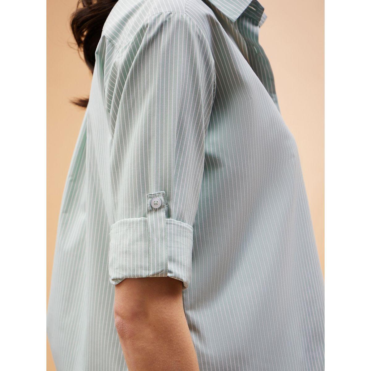 Sassafras X Styli  Oversized Solid Shirt with Long Sleeves-women-clothing-shirtsandblouses-shirts-image-5