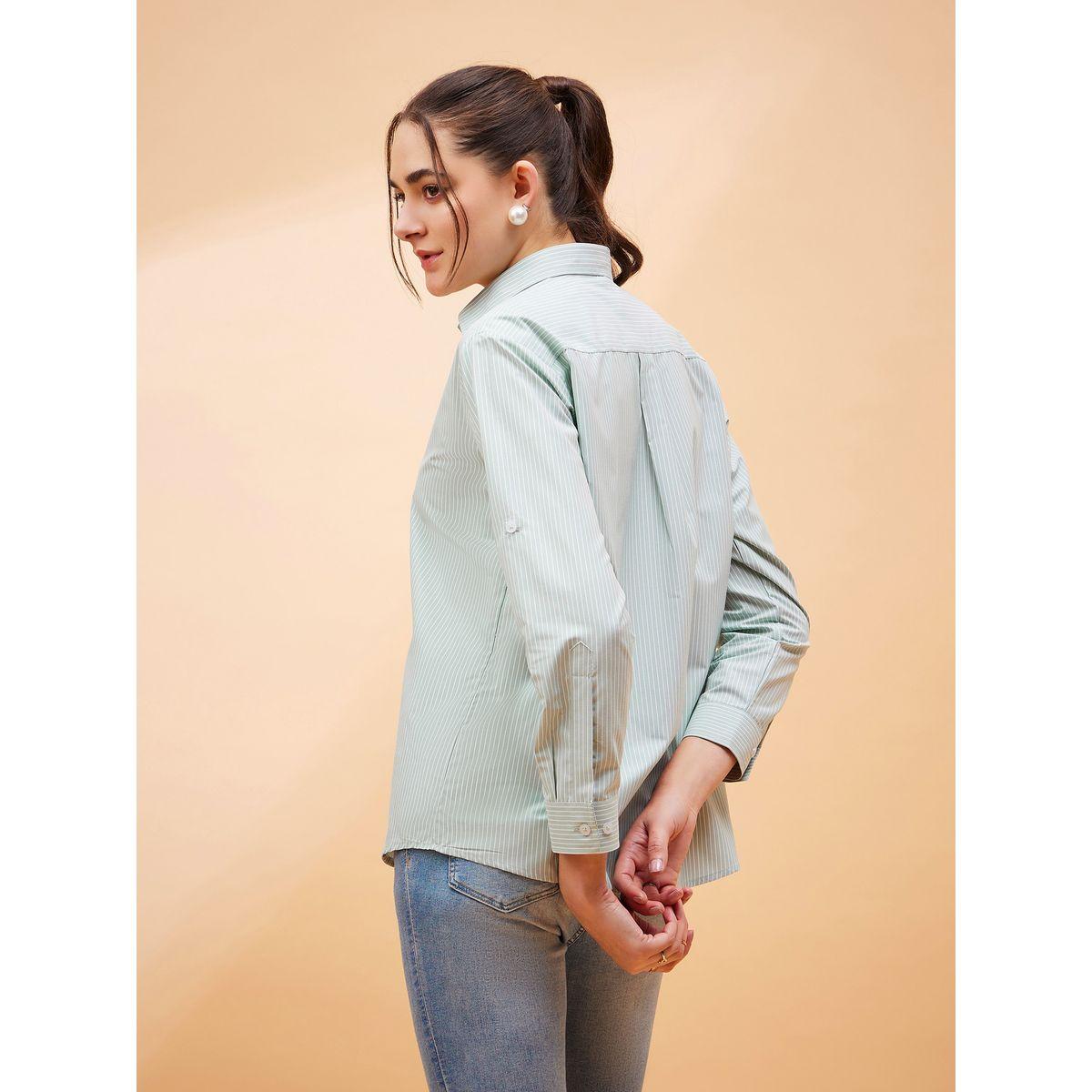 Sassafras X Styli  Oversized Solid Shirt with Long Sleeves-women-clothing-shirtsandblouses-shirts-image-6