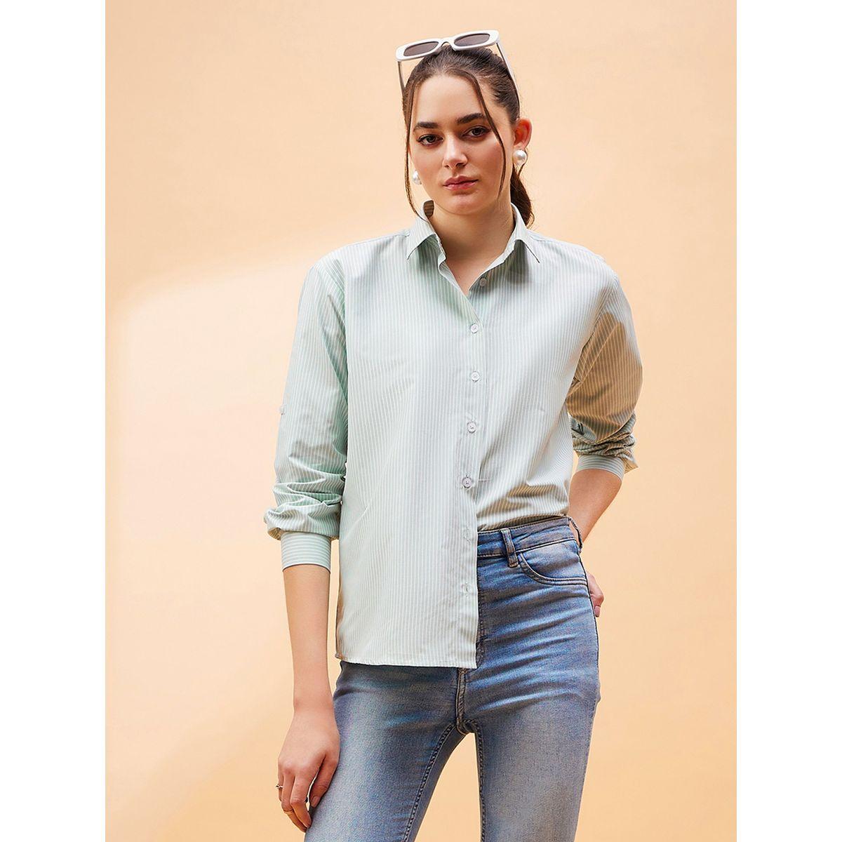 Sassafras X Styli  Oversized Solid Shirt with Long Sleeves-women-clothing-shirtsandblouses-shirts-image-8