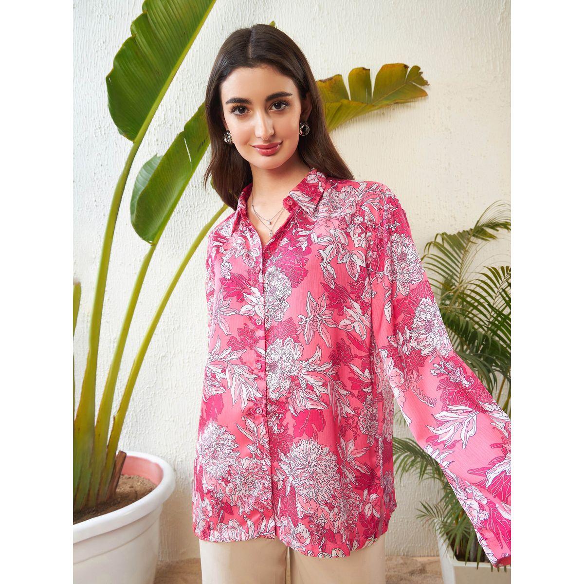 Sassafras X Styli  Oversized Floral Print Shirt with Drop Shoulder Sleeves-women-clothing-shirtsandblouses-shirts-image-2