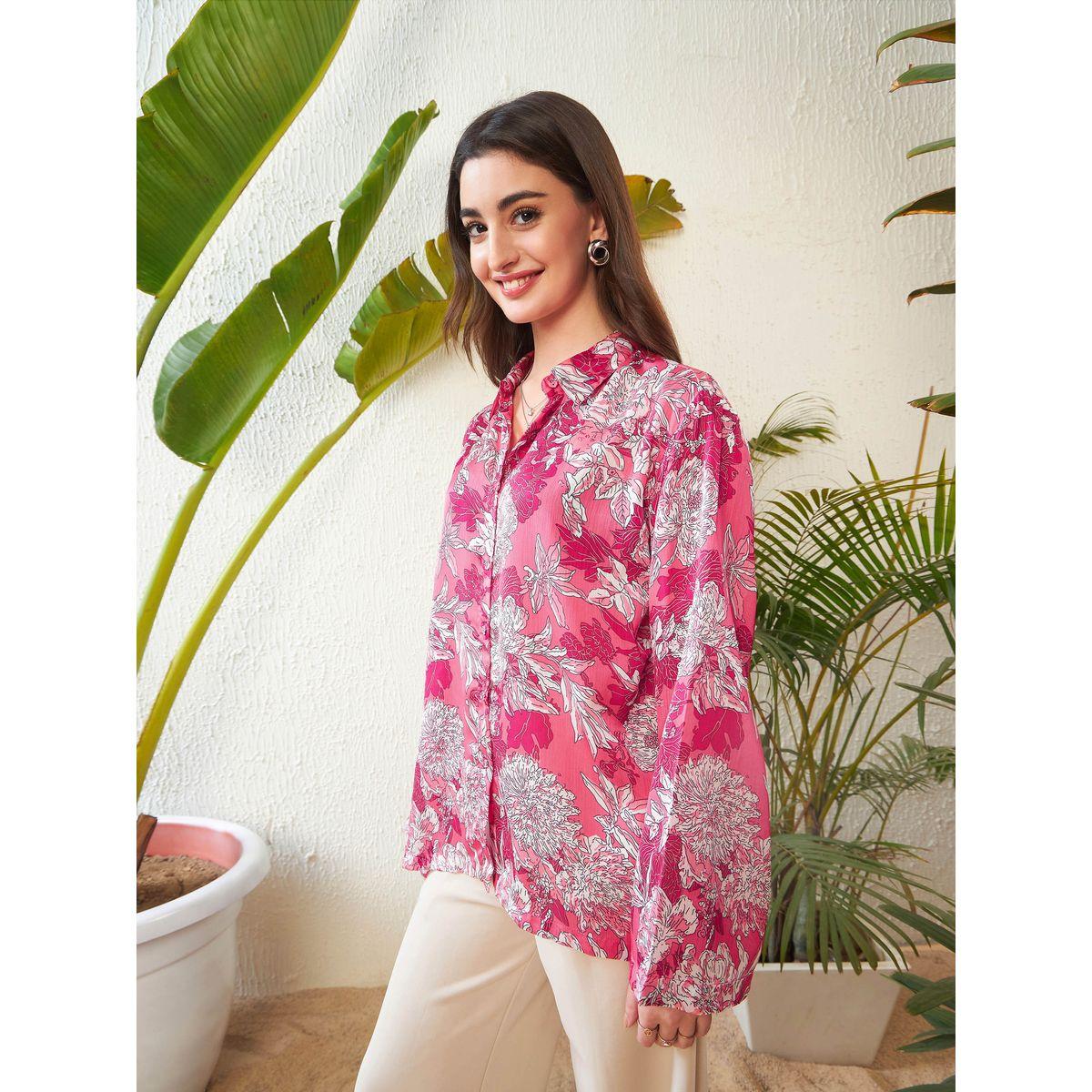 Sassafras X Styli  Oversized Floral Print Shirt with Drop Shoulder Sleeves-women-clothing-shirtsandblouses-shirts-image-3