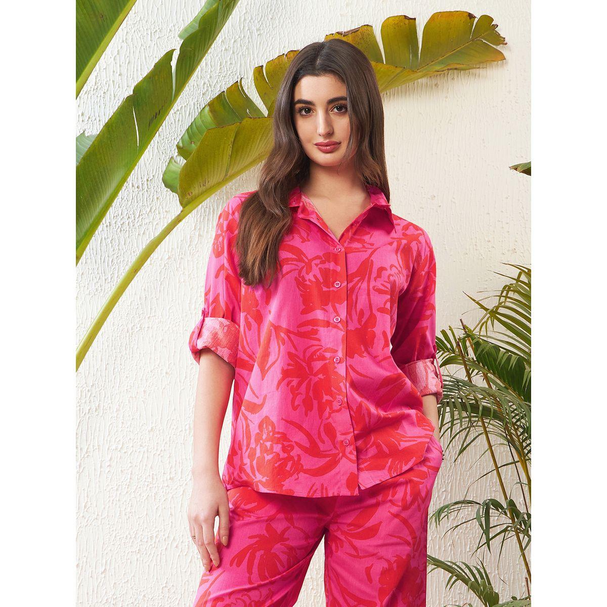 Sassafras X Styli  Floral Print Shirt with Roll Up Sleeves-women-clothing-shirtsandblouses-shirts-image-1