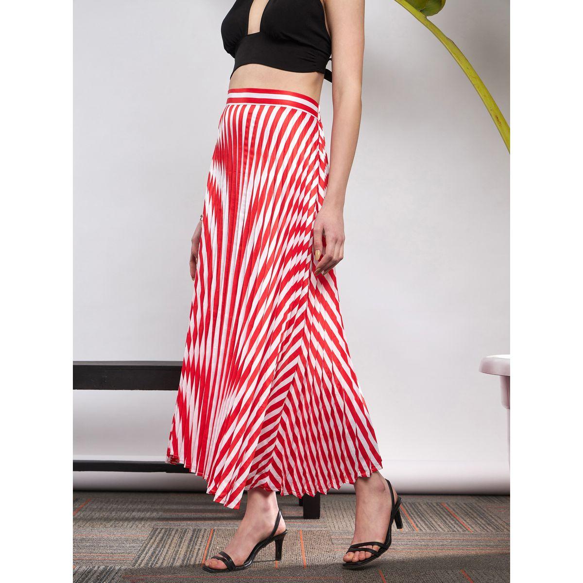 Sassafras X Styli  Striped Pleated A-Line Satin Skirt-women-clothing-bottoms-skirts-image-3