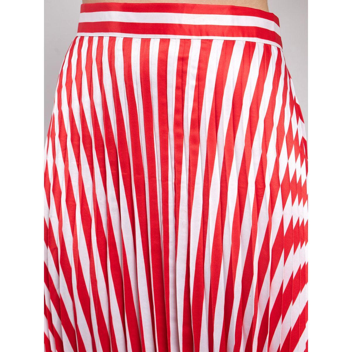 Sassafras X Styli  Striped Pleated A-Line Satin Skirt-women-clothing-bottoms-skirts-image-4