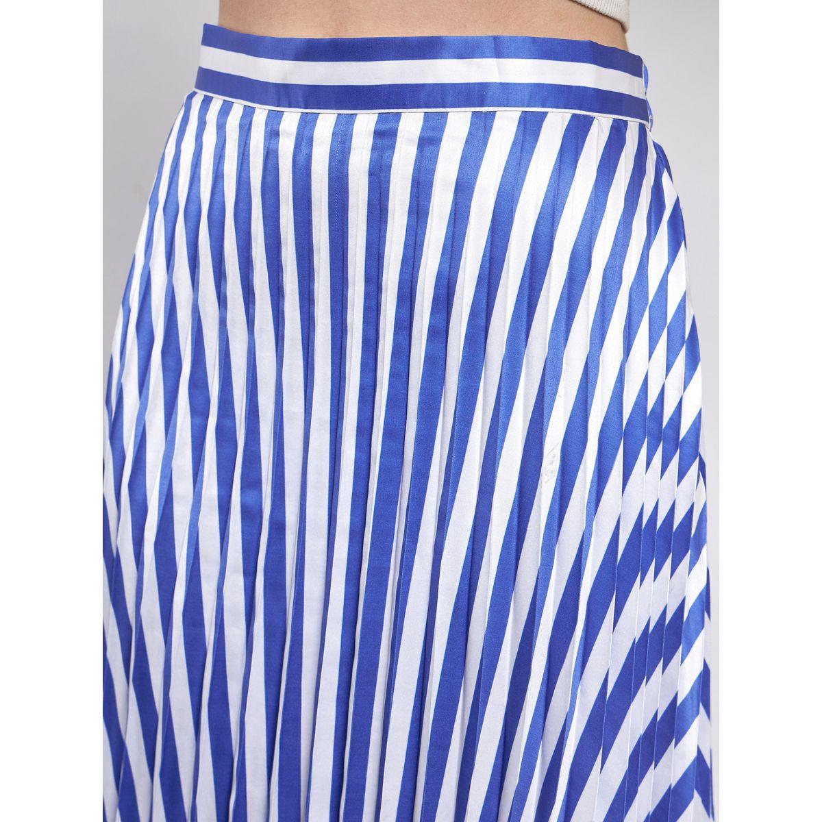 تنورة ساتان مخططة مع كسرات ساسافراس × ستايلي-women-clothing-bottoms-skirts-image-4