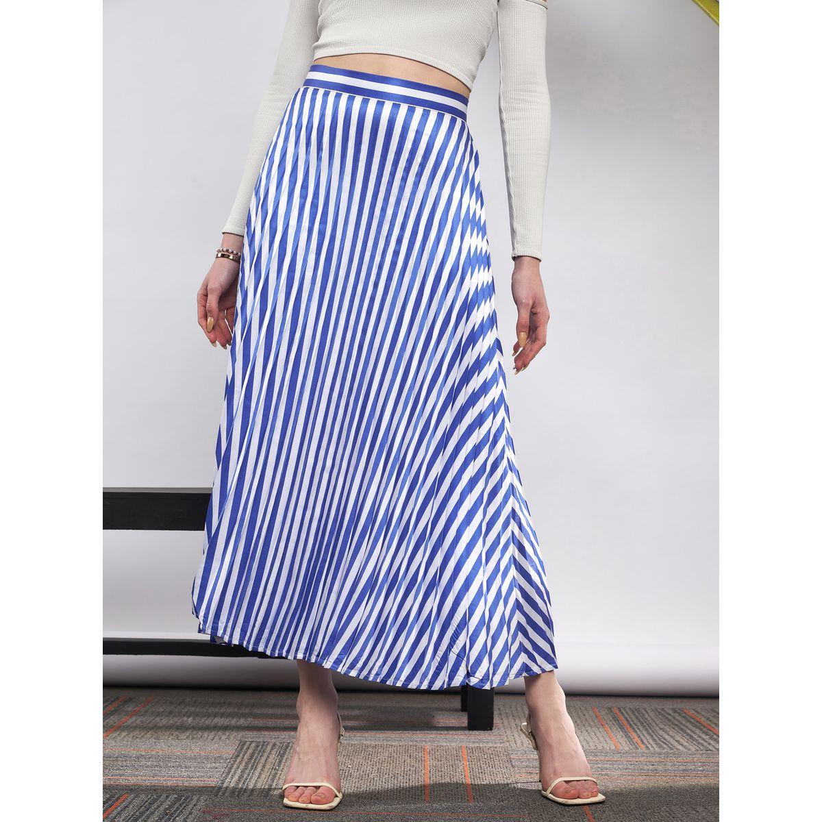 تنورة ساتان مخططة مع كسرات ساسافراس × ستايلي-women-clothing-bottoms-skirts-image-7