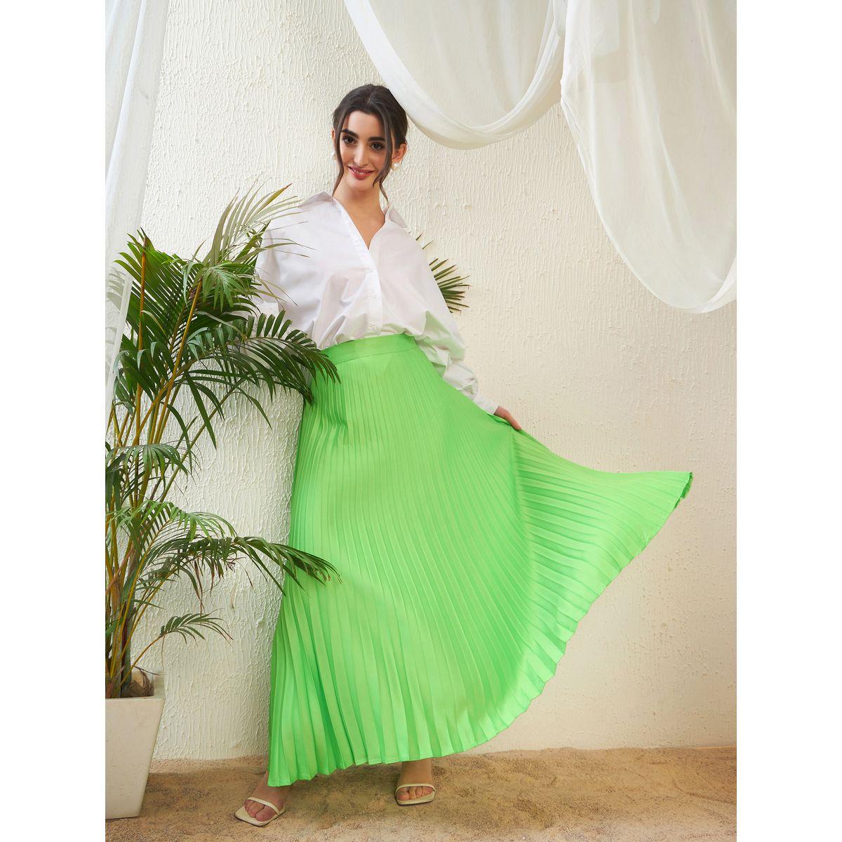 تنورة ساتان طويلة مزينة بكسرات ساسافراس × ستايلي-women-clothing-bottoms-skirts-image-6