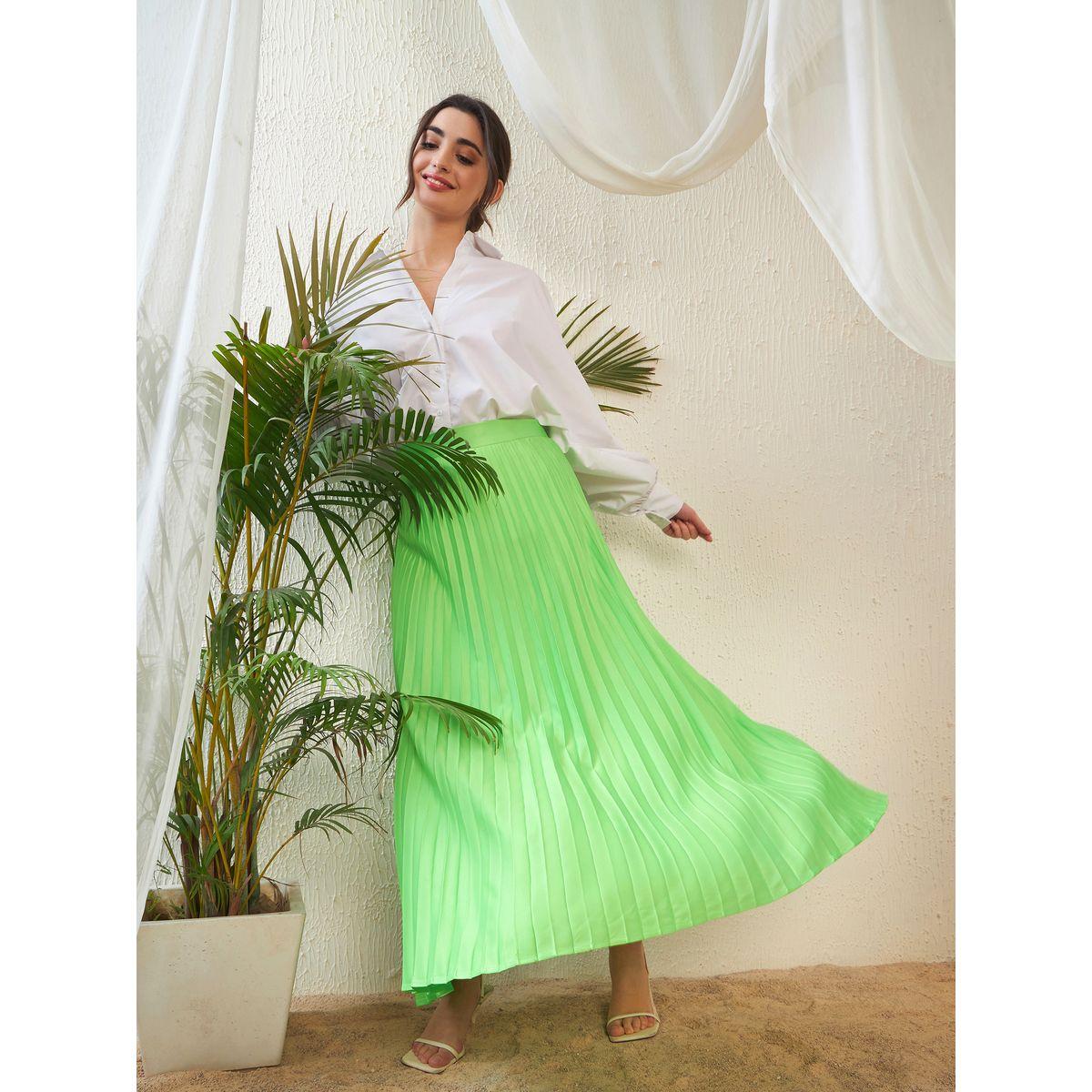 تنورة ساتان طويلة مزينة بكسرات ساسافراس × ستايلي-women-clothing-bottoms-skirts-image-7