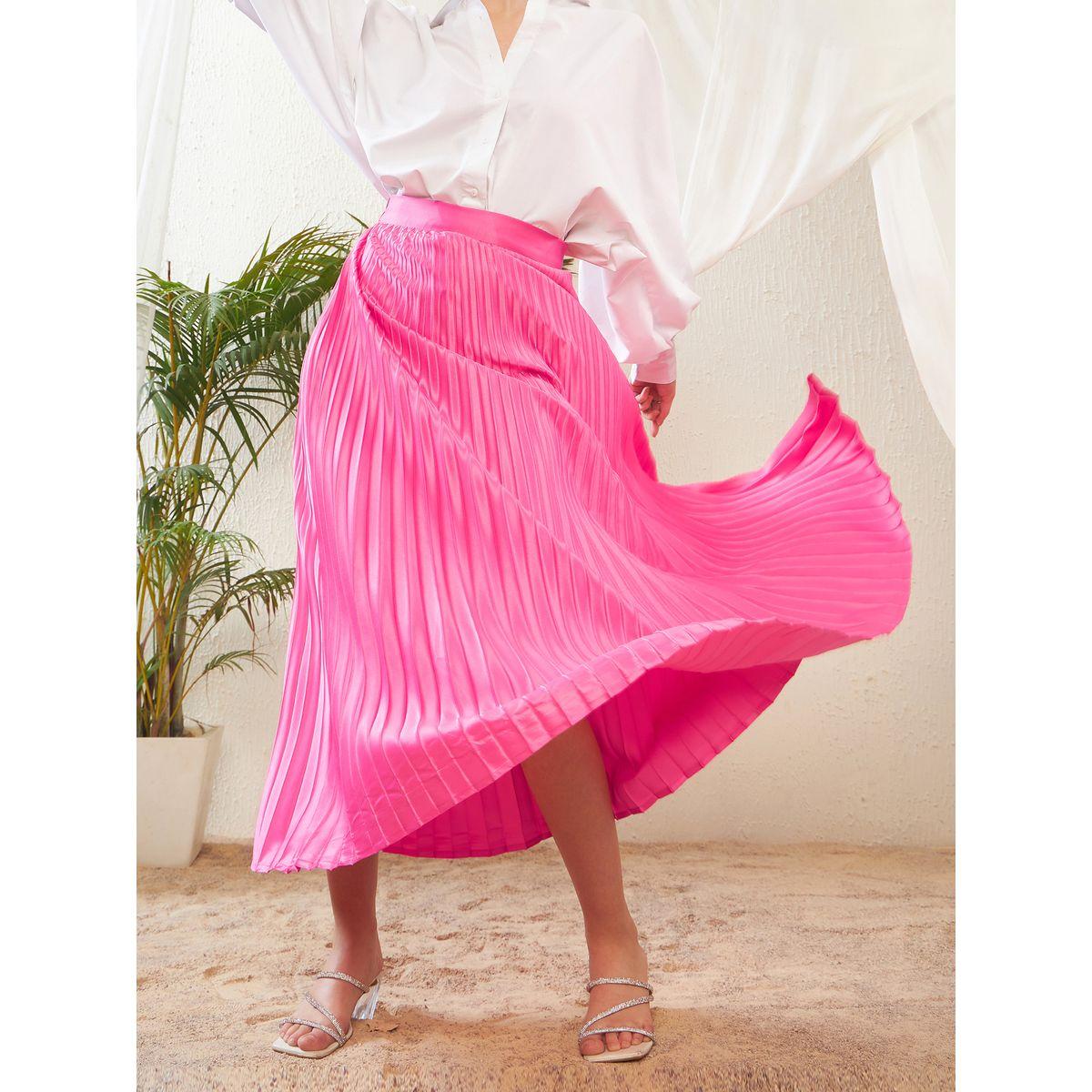Sassafras X Styli  Pleated A-Line Satin Maxi Skirt-women-clothing-bottoms-skirts-image-2
