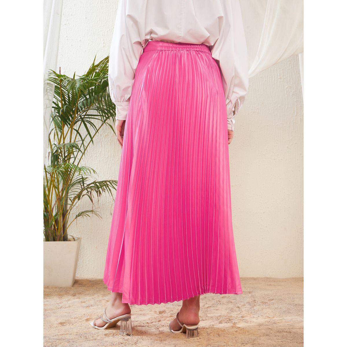 Sassafras X Styli  Pleated A-Line Satin Maxi Skirt-women-clothing-bottoms-skirts-image-5