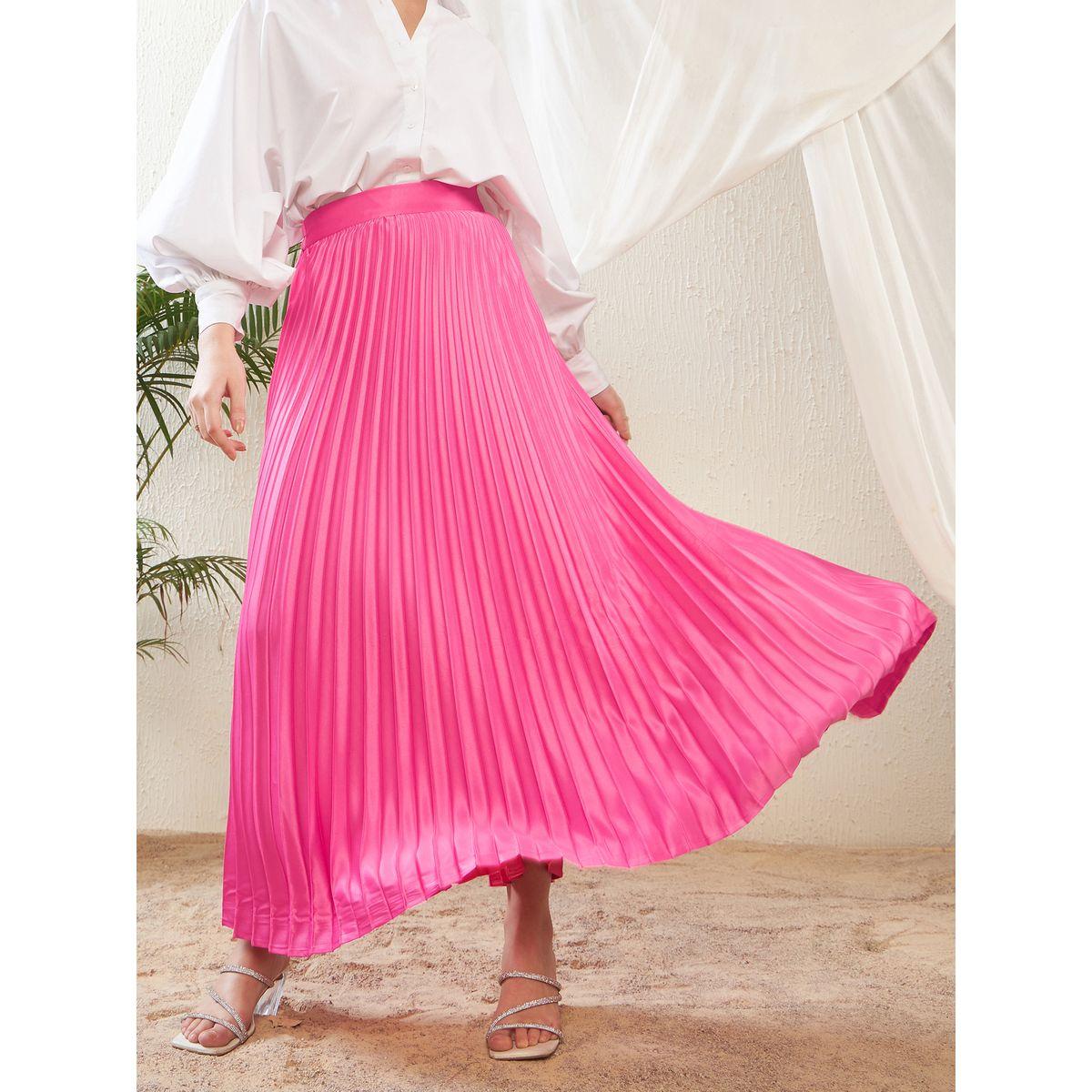 تنورة ساتان طويلة مزينة بكسرات ساسافراس × ستايلي-women-clothing-bottoms-skirts-image-7
