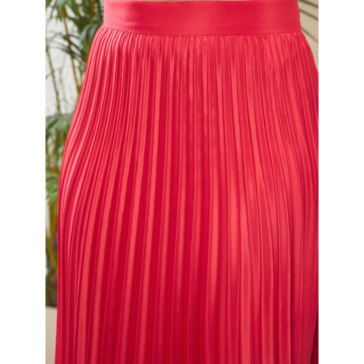 تنورة ساتان طويلة مزينة بكسرات ساسافراس × ستايلي-women-clothing-bottoms-skirts-image-4