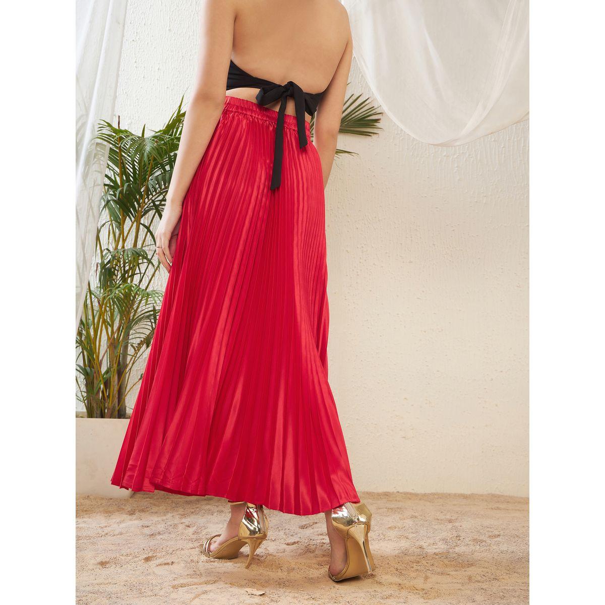تنورة ساتان طويلة مزينة بكسرات ساسافراس × ستايلي-women-clothing-bottoms-skirts-image-5