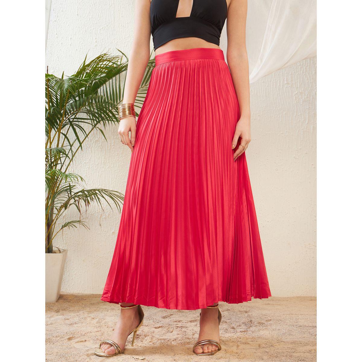 تنورة ساتان طويلة مزينة بكسرات ساسافراس × ستايلي-women-clothing-bottoms-skirts-image-8