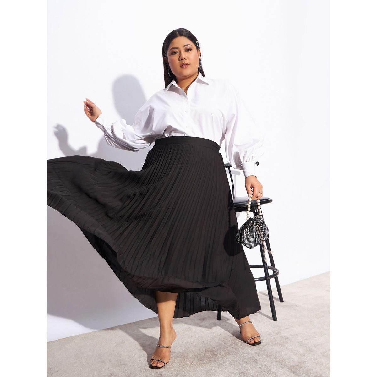 Sassafras X Styli  Plus Accordion Pleated Maxi Skirt-women-clothing-bottoms-skirts-image-1