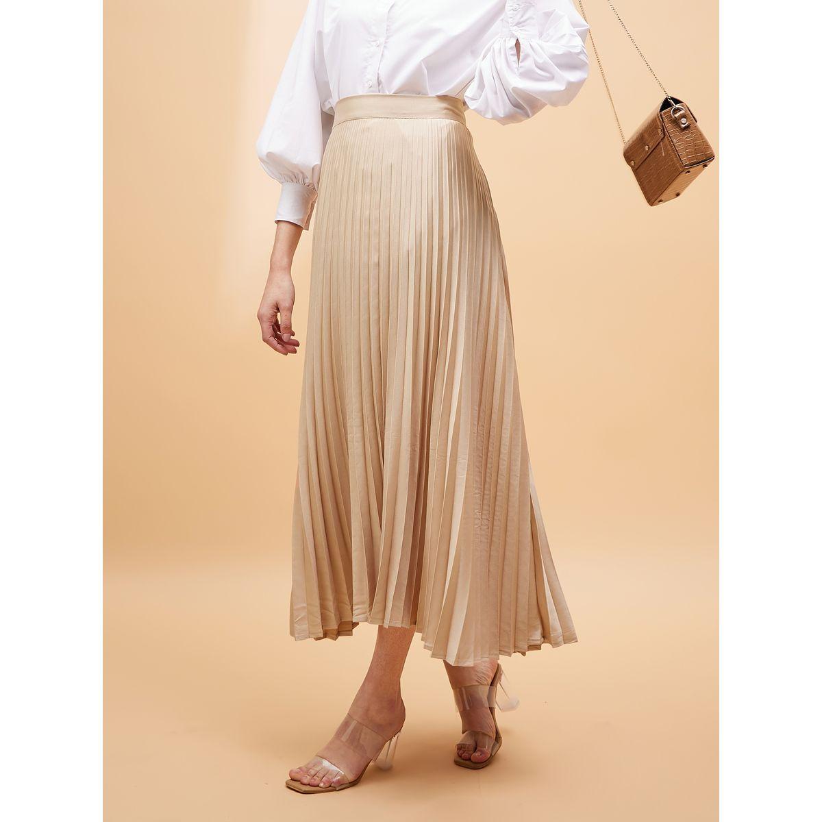 تنورة ميدي بحافة واسعة كسرات ساسافراس × ستايلي-women-clothing-bottoms-skirts-image-3