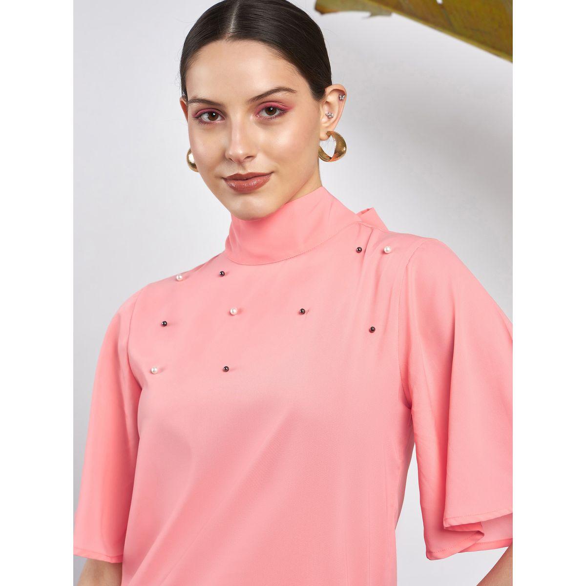 بلوزة بياقة عالية ومزينة بلؤلؤ صناعي ساسافراس × ستايلي-women-clothing-shirtsandblouses-blouses-image-4