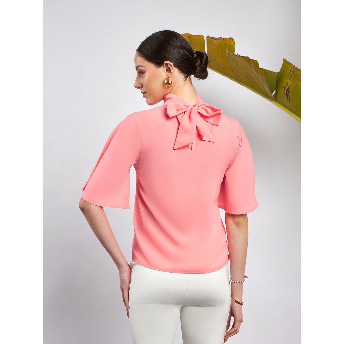 Sassafras X Styli  Faux Pearl Detail High Neck Tie Up Back Top-women-clothing-shirtsandblouses-blouses-image-5