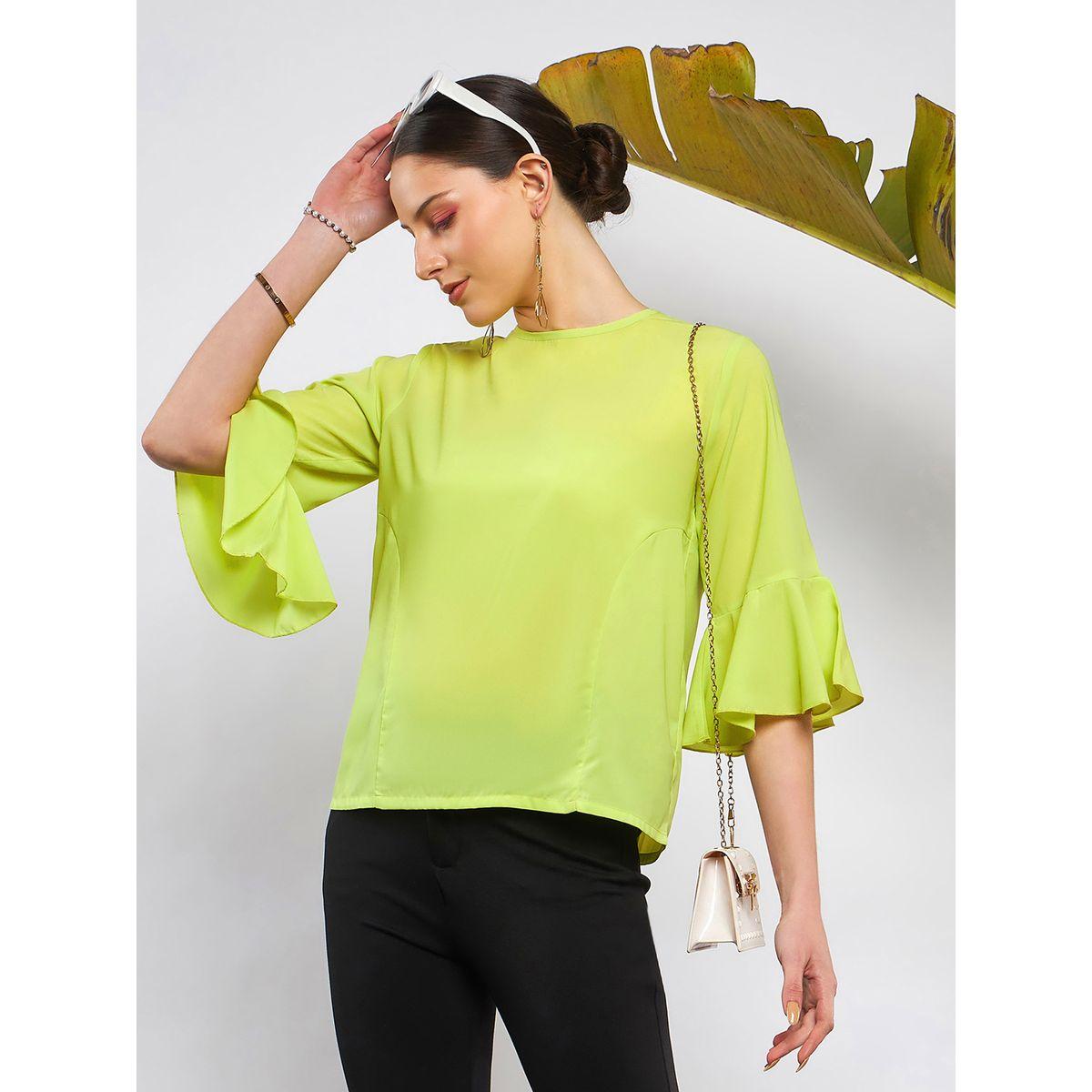 بلوزة سادة باكمام كشكش ساسافراس × ستايلي-women-clothing-shirtsandblouses-blouses-image-1