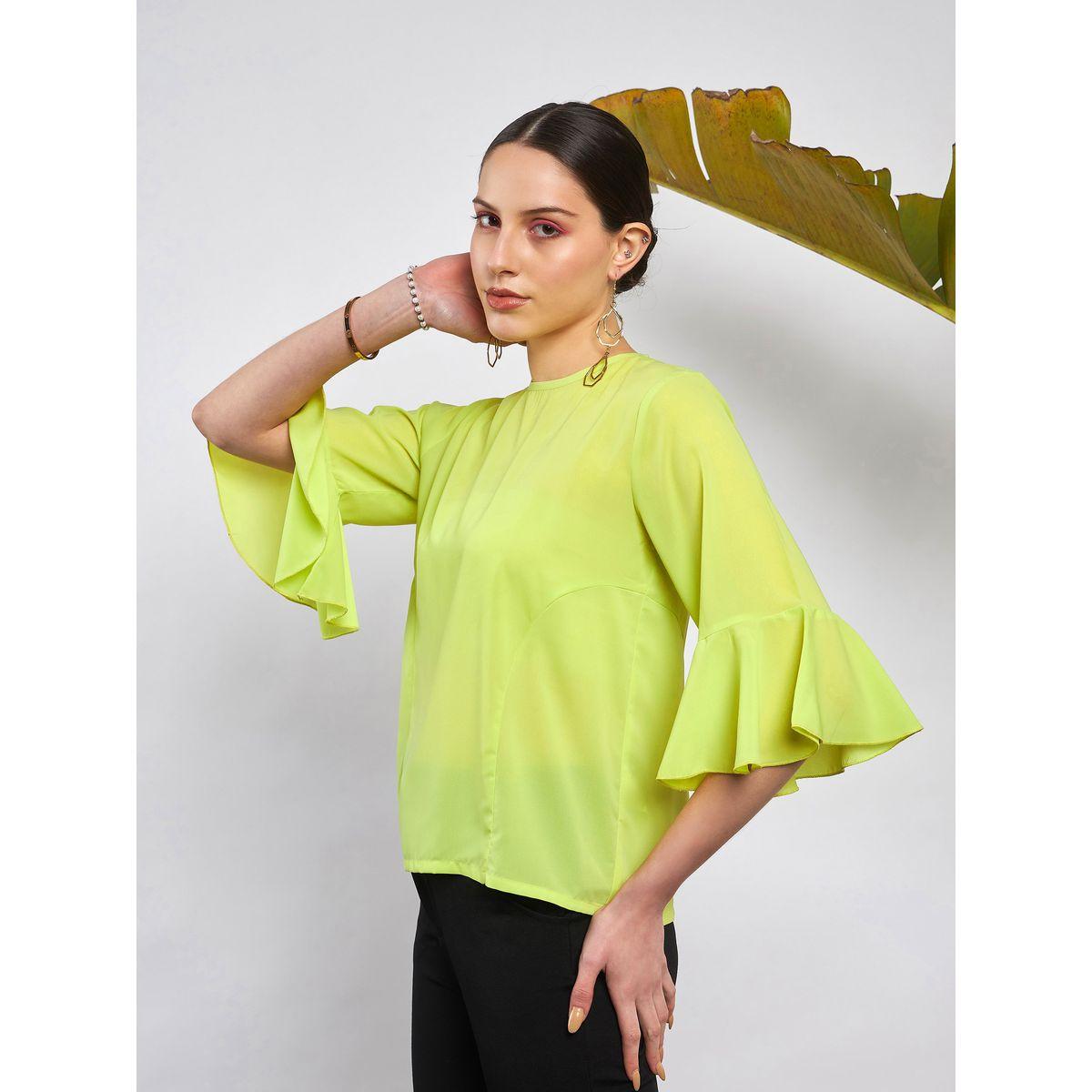 Sassafras X Styli  Solid Ruffle Sleeve Top-women-clothing-shirtsandblouses-blouses-image-3