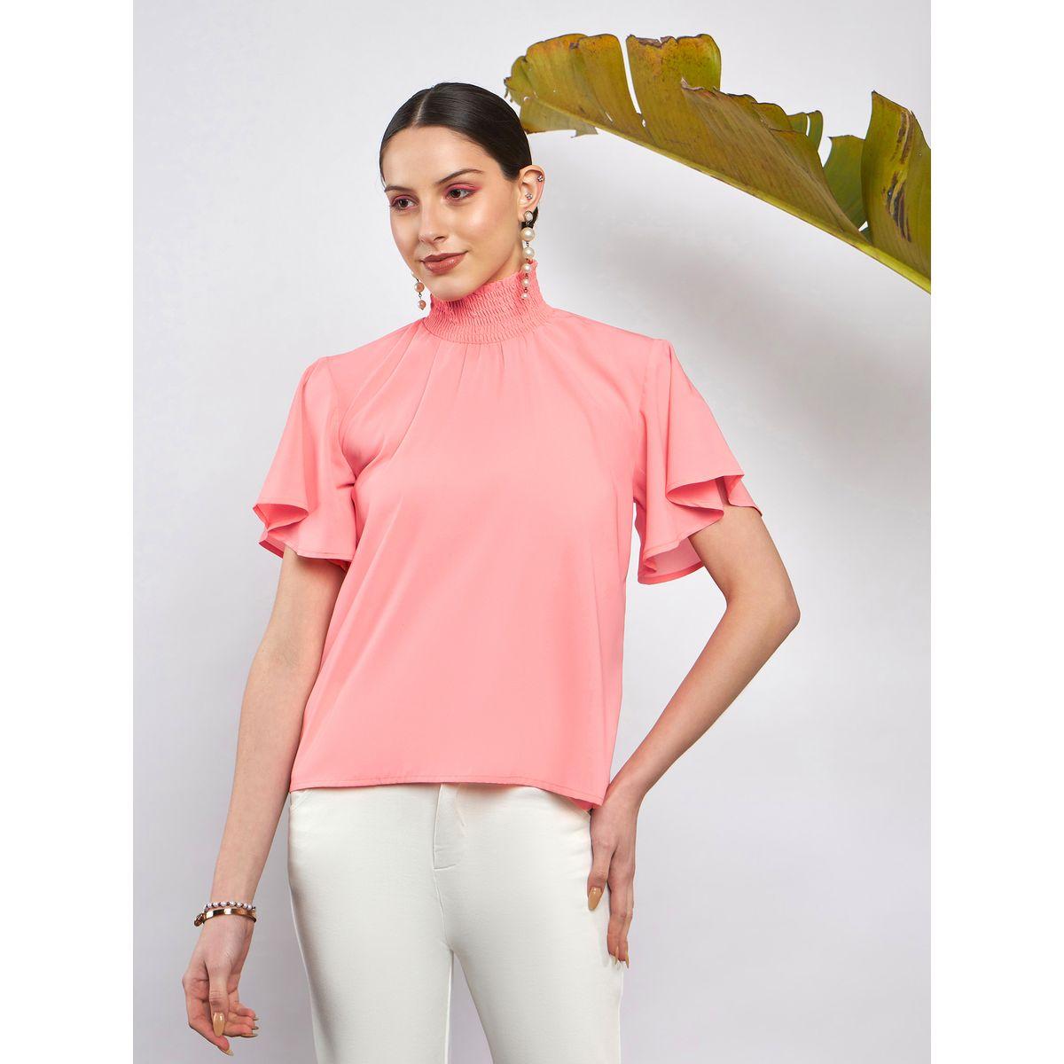 بلوزة بياقة عالية واكمام قصيرة ساسافراس × ستايلي-women-clothing-shirtsandblouses-blouses-image-6