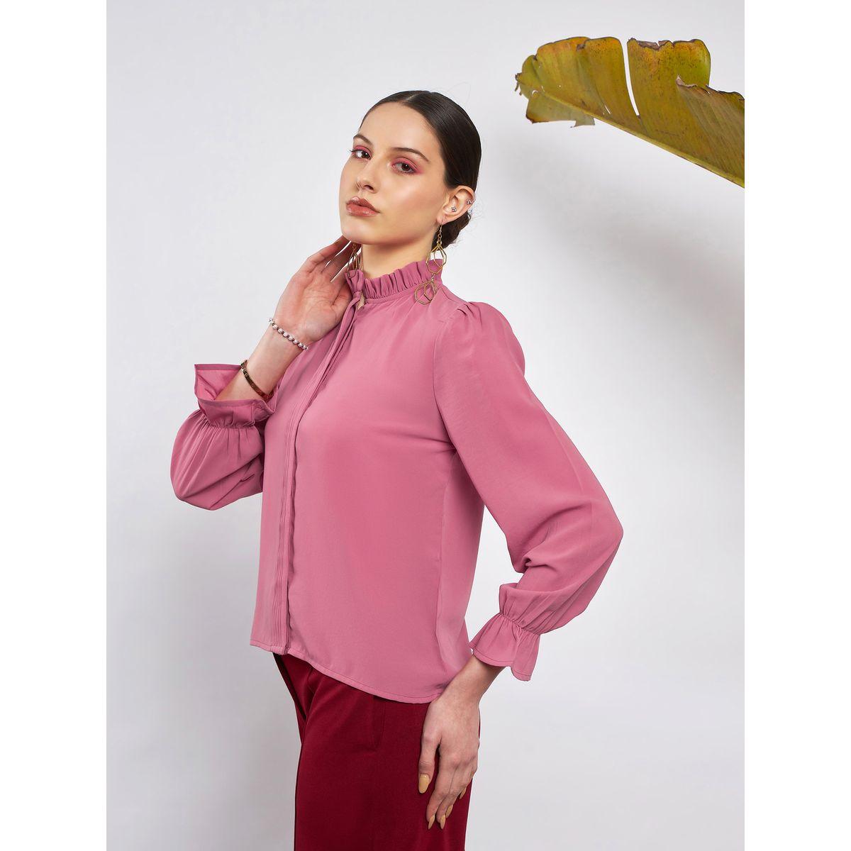 Sassafras X Styli  Front Pleated High Neck Top with Long Sleeves-women-clothing-shirtsandblouses-blouses-image-3