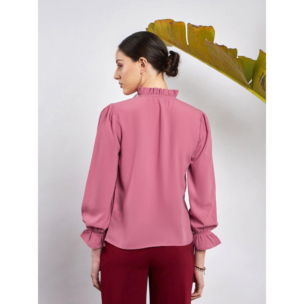 Sassafras X Styli  Front Pleated High Neck Top with Long Sleeves-women-clothing-shirtsandblouses-blouses-image-5