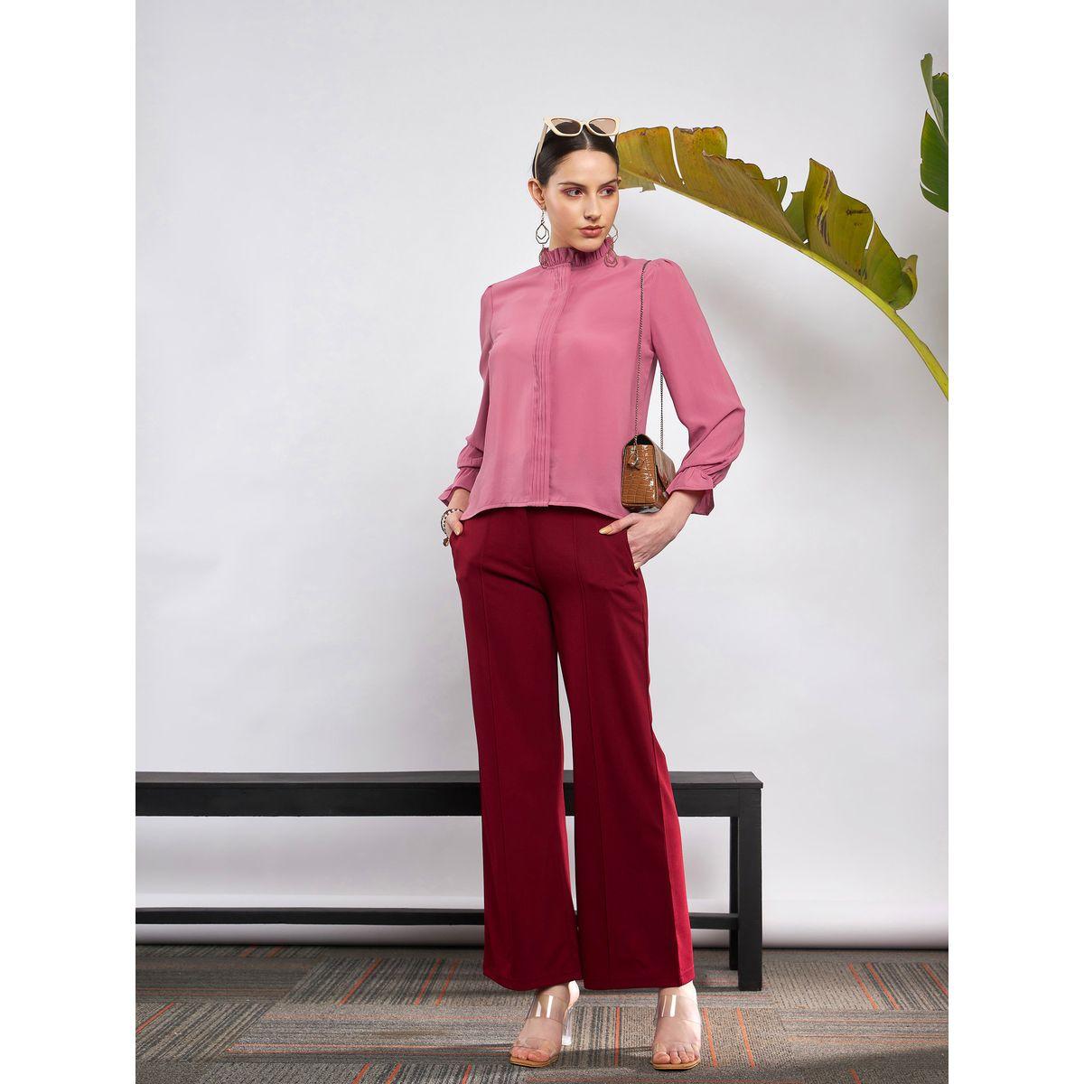 بلوزة بياقة عالية وكسرات مع اكمام طويلة ساسافراس × ستايلي-women-clothing-shirtsandblouses-blouses-image-6