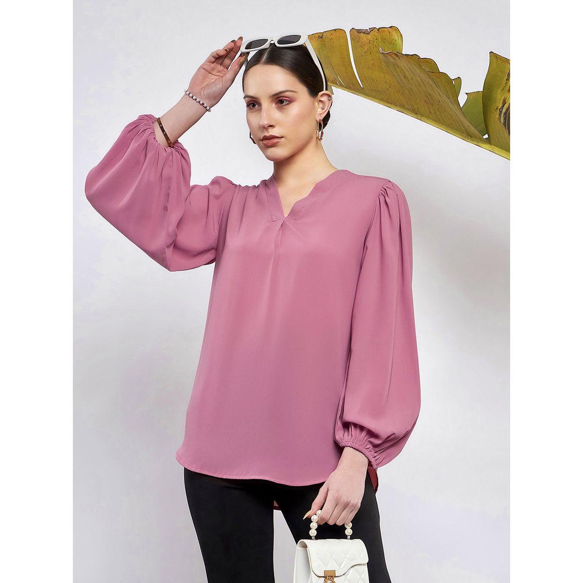 Sassafras X Styli  V Neck Puff Sleeve Blouse-women-clothing-shirtsandblouses-blouses-image-1
