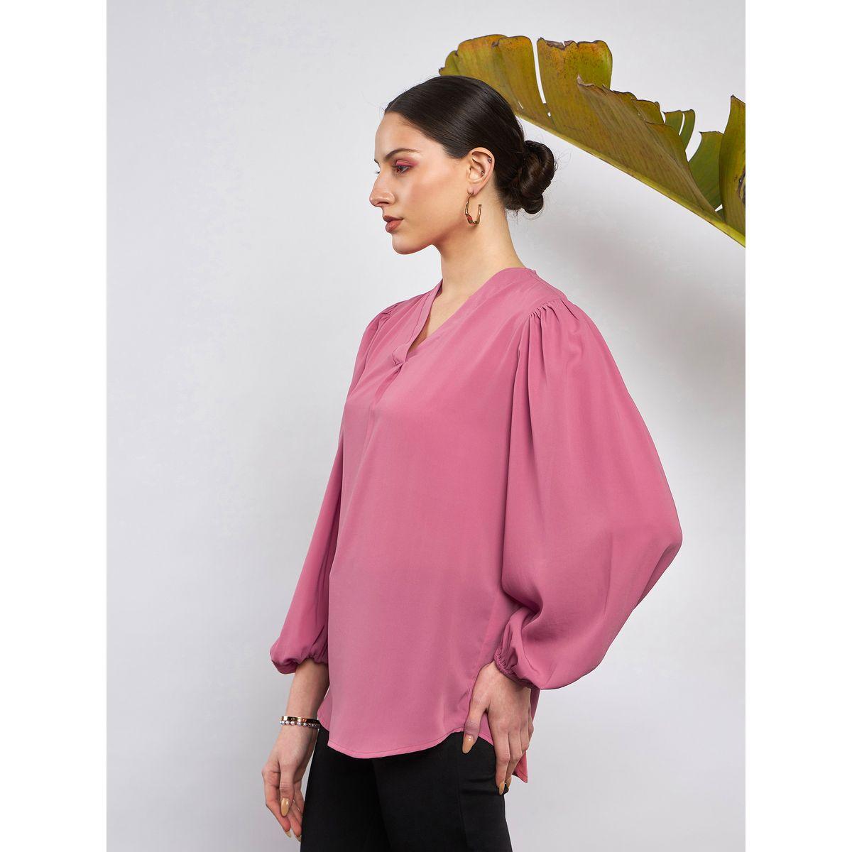 Sassafras X Styli  V Neck Puff Sleeve Blouse-women-clothing-shirtsandblouses-blouses-image-3