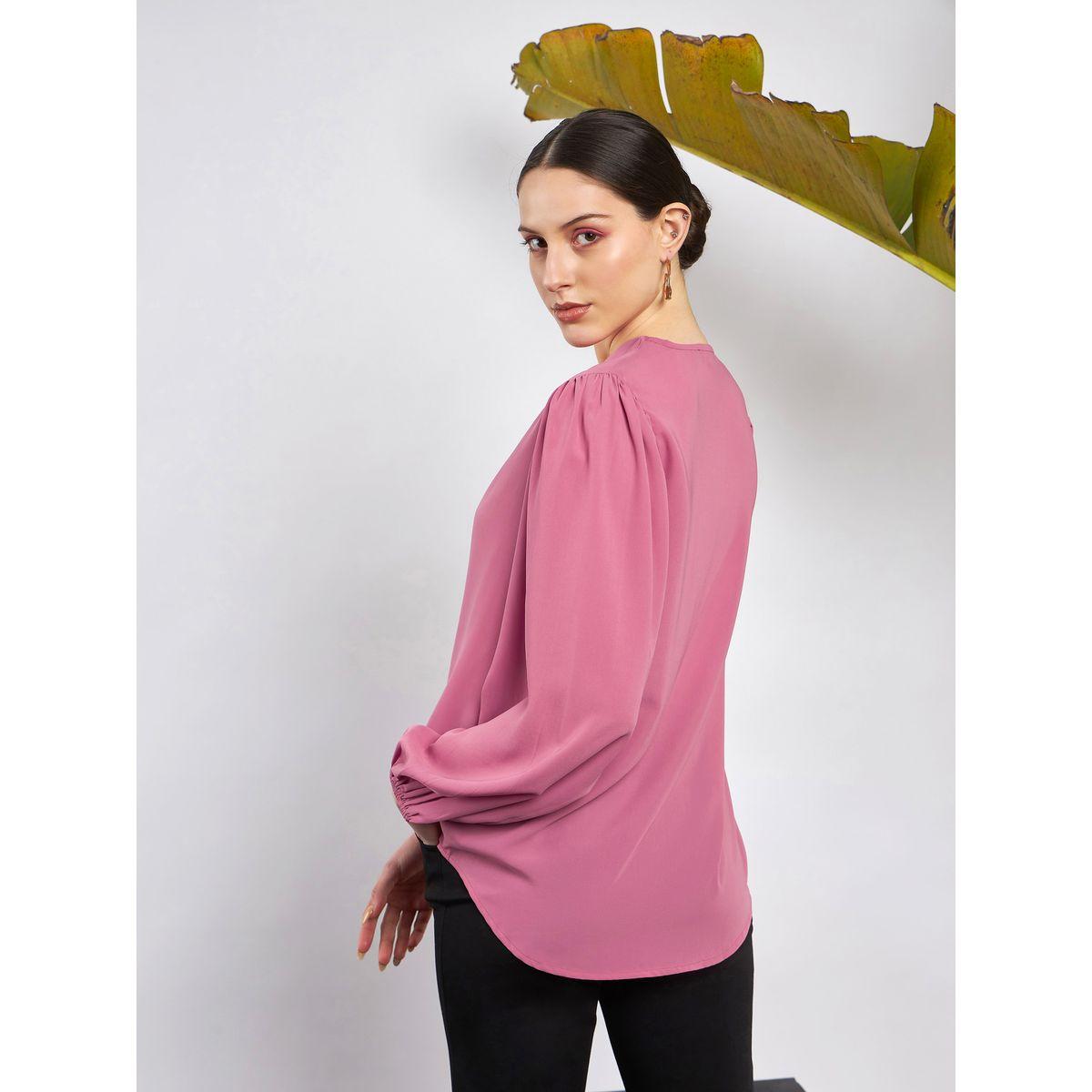 Sassafras X Styli  V Neck Puff Sleeve Blouse-women-clothing-shirtsandblouses-blouses-image-5
