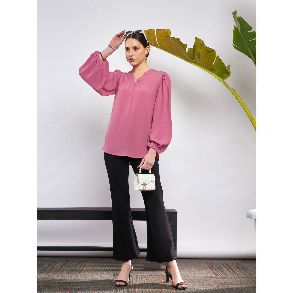 Sassafras X Styli  V Neck Puff Sleeve Blouse-women-clothing-shirtsandblouses-blouses-image-6