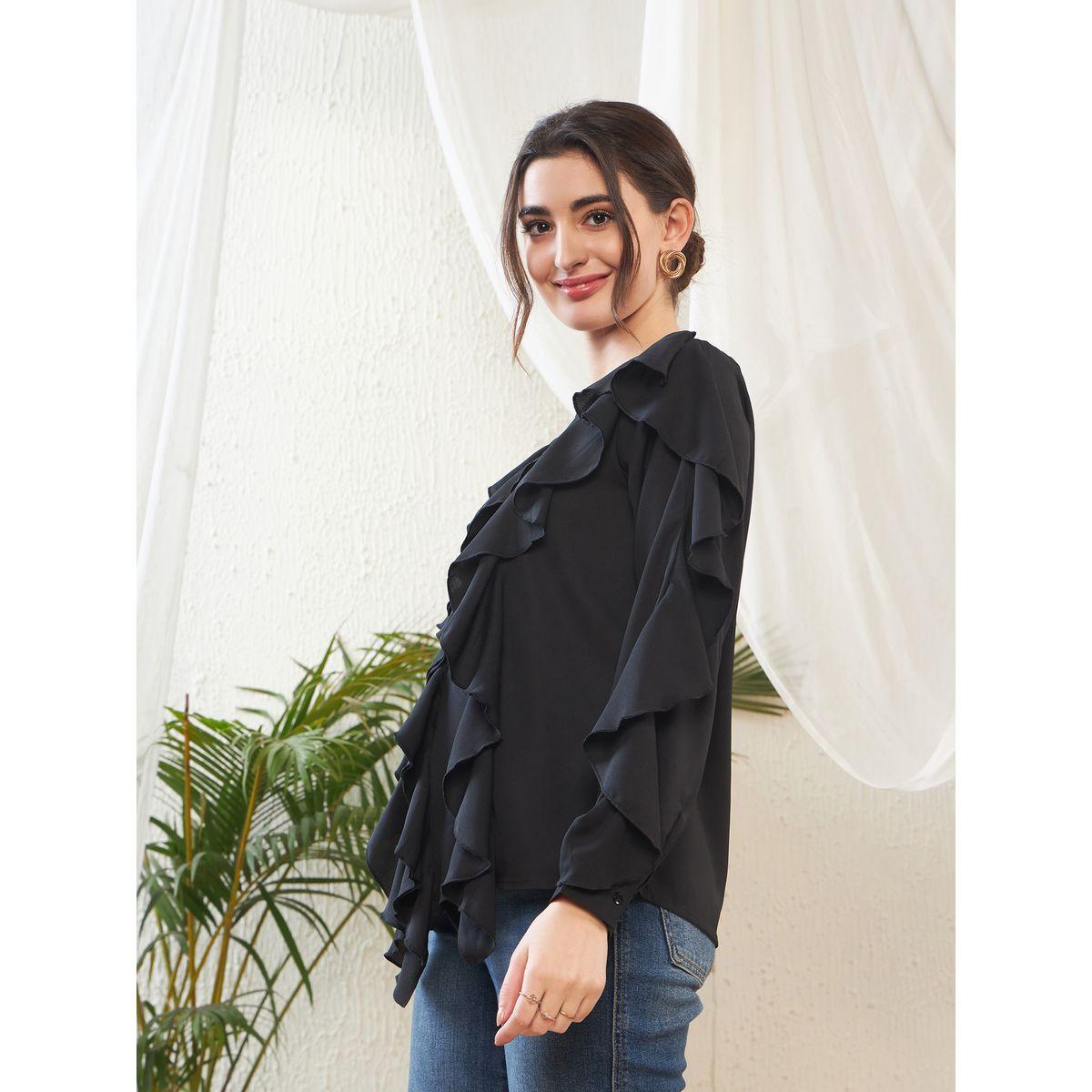 بلوزة بتفاصيل كشكش واكمام طويلة ساسافراس × ستايلي-women-clothing-shirtsandblouses-blouses-image-3