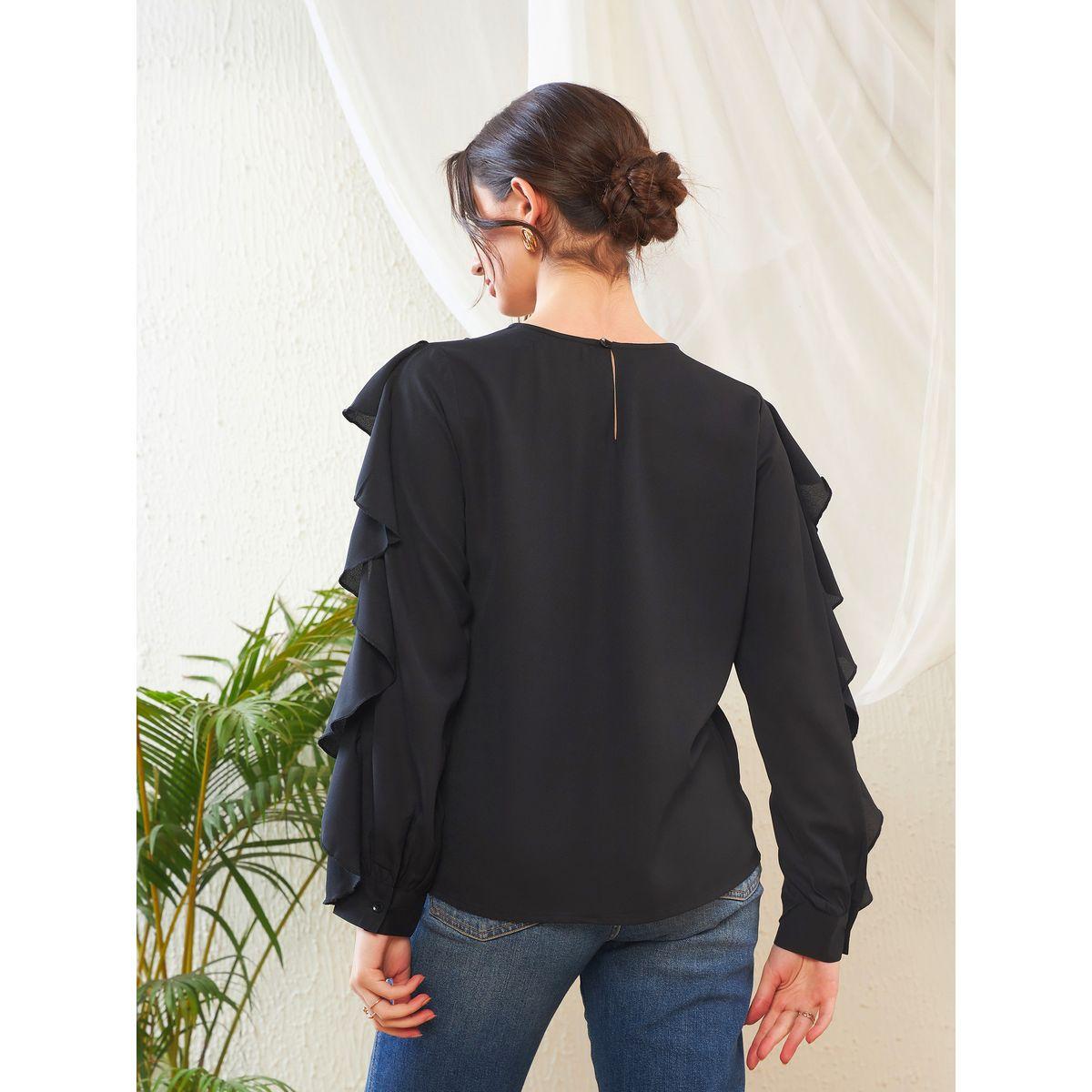 بلوزة بتفاصيل كشكش واكمام طويلة ساسافراس × ستايلي-women-clothing-shirtsandblouses-blouses-image-5