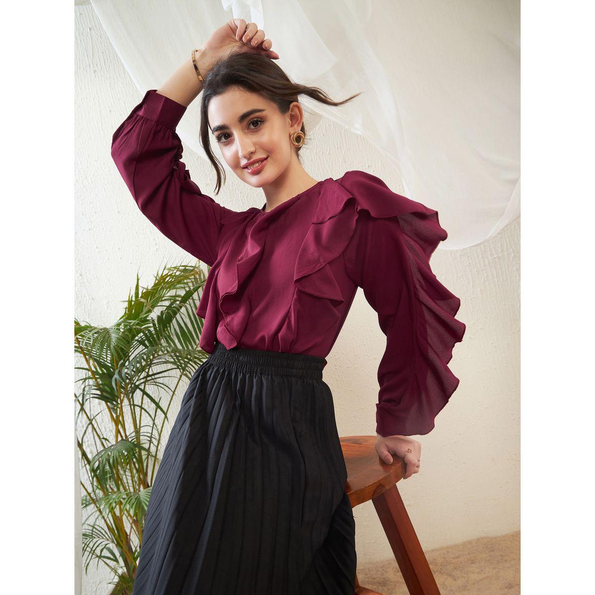 Sassafras X Styli  Ruffle Detail Top with Long Sleeves-women-clothing-shirtsandblouses-blouses-image-1