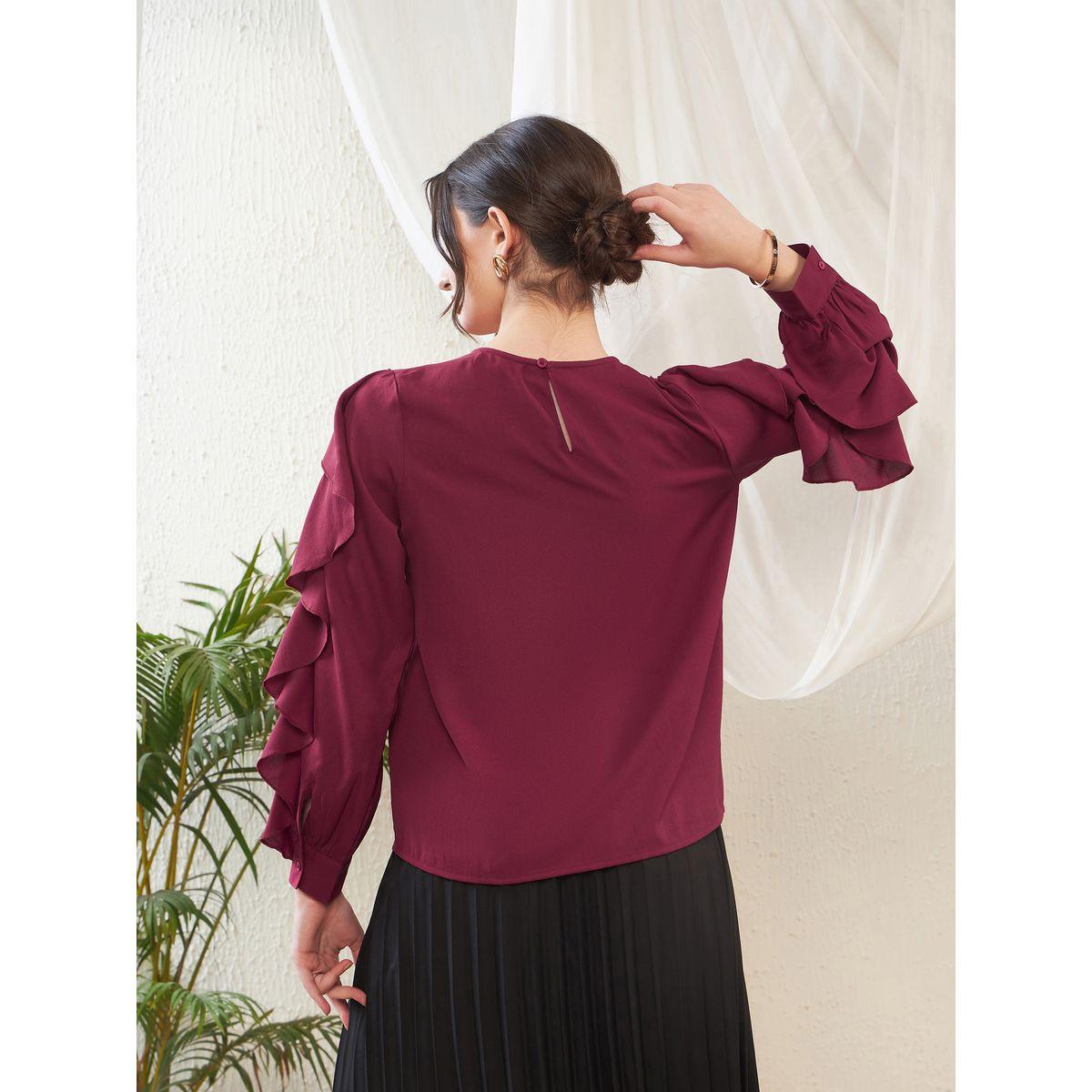 بلوزة باكمام طويلة وتفاصيل كشكش ساسافراس × ستايلي-women-clothing-shirtsandblouses-blouses-image-5