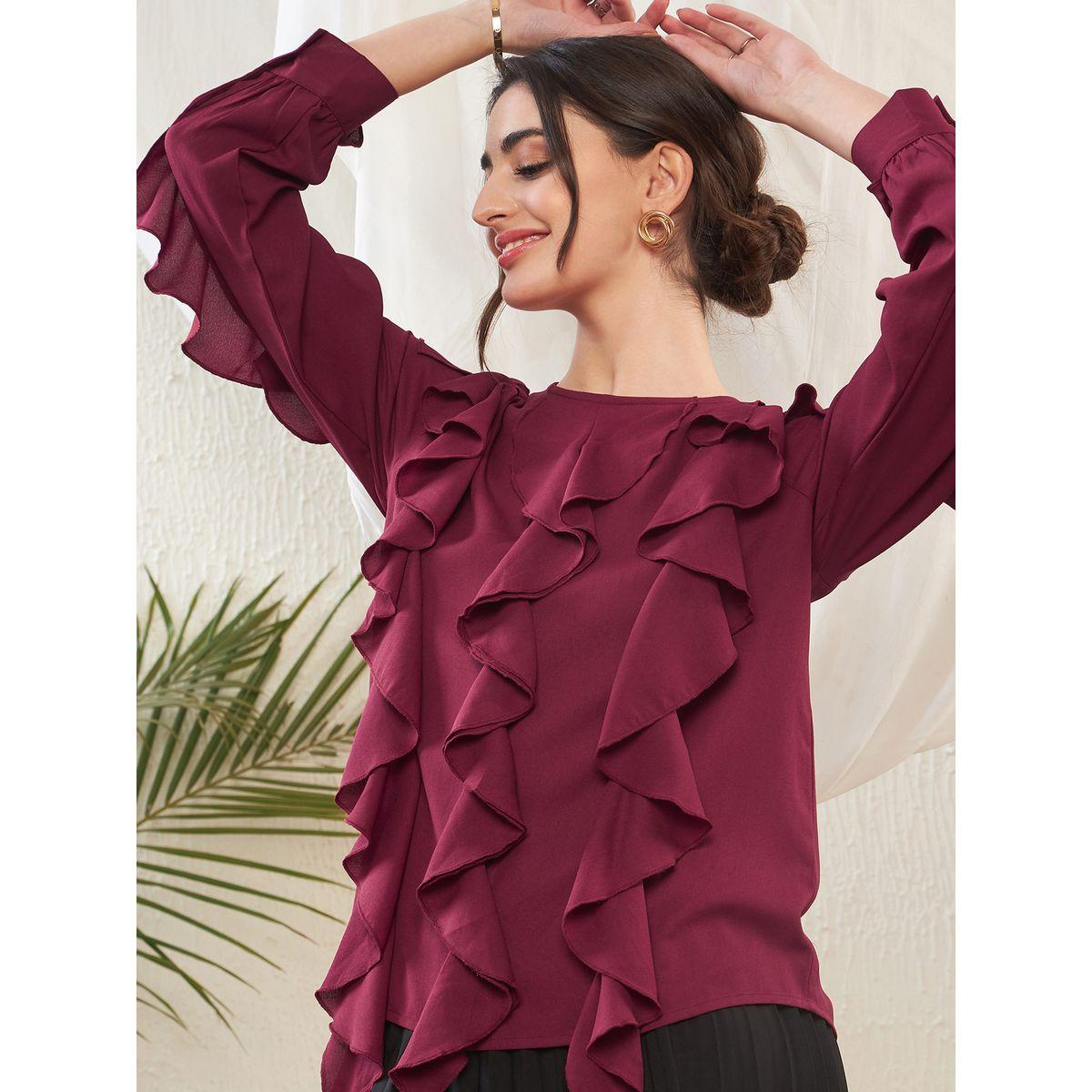 بلوزة باكمام طويلة وتفاصيل كشكش ساسافراس × ستايلي-women-clothing-shirtsandblouses-blouses-image-6