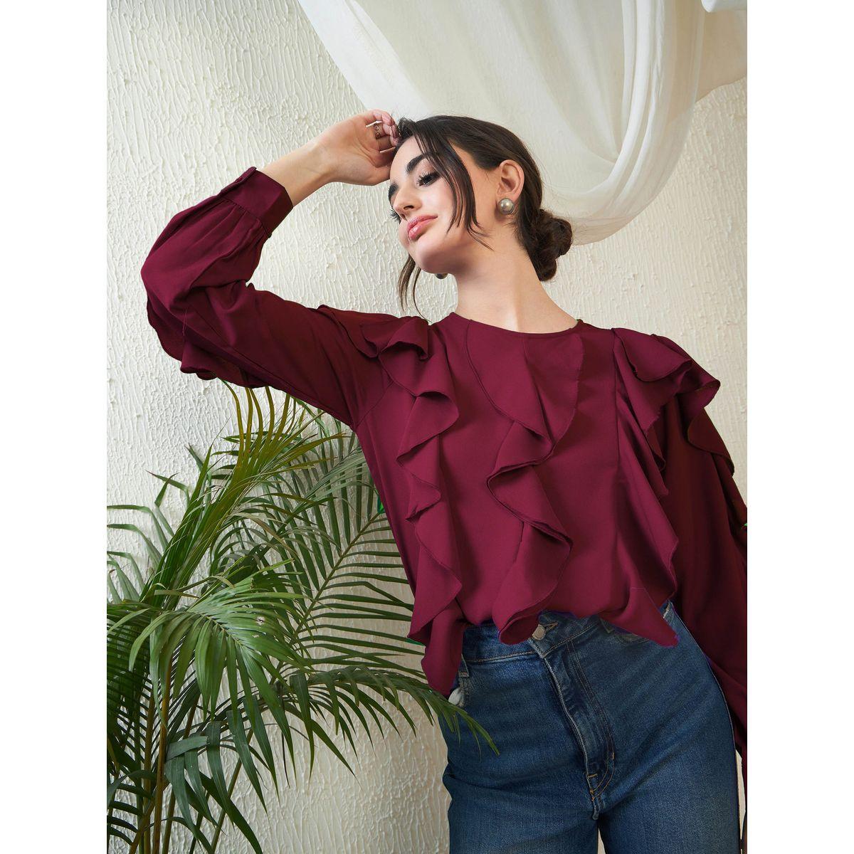 بلوزة باكمام طويلة وتفاصيل كشكش ساسافراس × ستايلي-women-clothing-shirtsandblouses-blouses-image-7