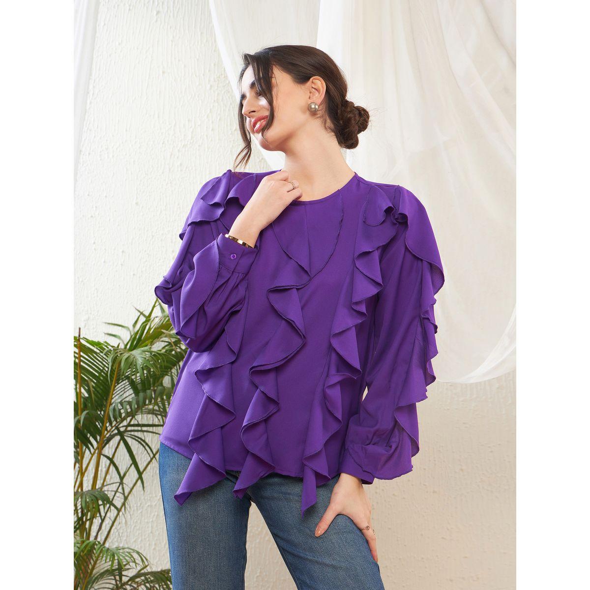 Sassafras X Styli  Ruffle Detail Top with Long Sleeves-women-clothing-shirtsandblouses-blouses-image-1