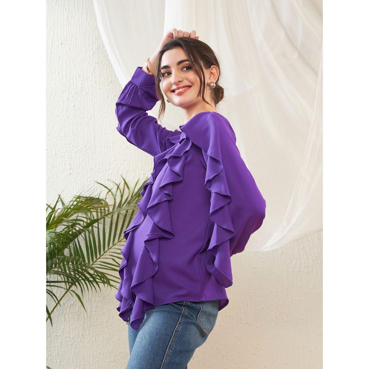 بلوزة باكمام طويلة وتفاصيل كشكش ساسافراس × ستايلي-women-clothing-shirtsandblouses-blouses-image-3