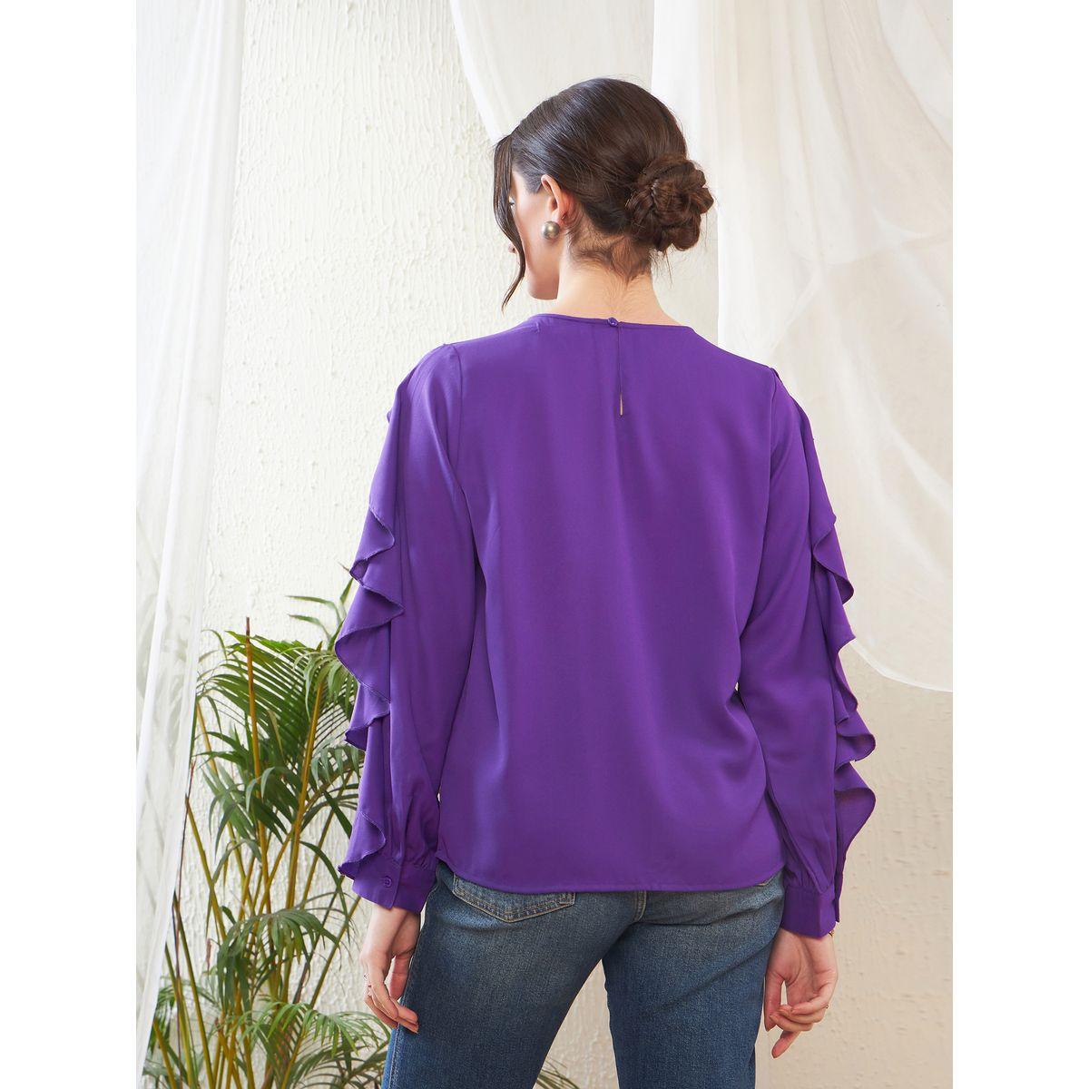 بلوزة باكمام طويلة وتفاصيل كشكش ساسافراس × ستايلي-women-clothing-shirtsandblouses-blouses-image-5