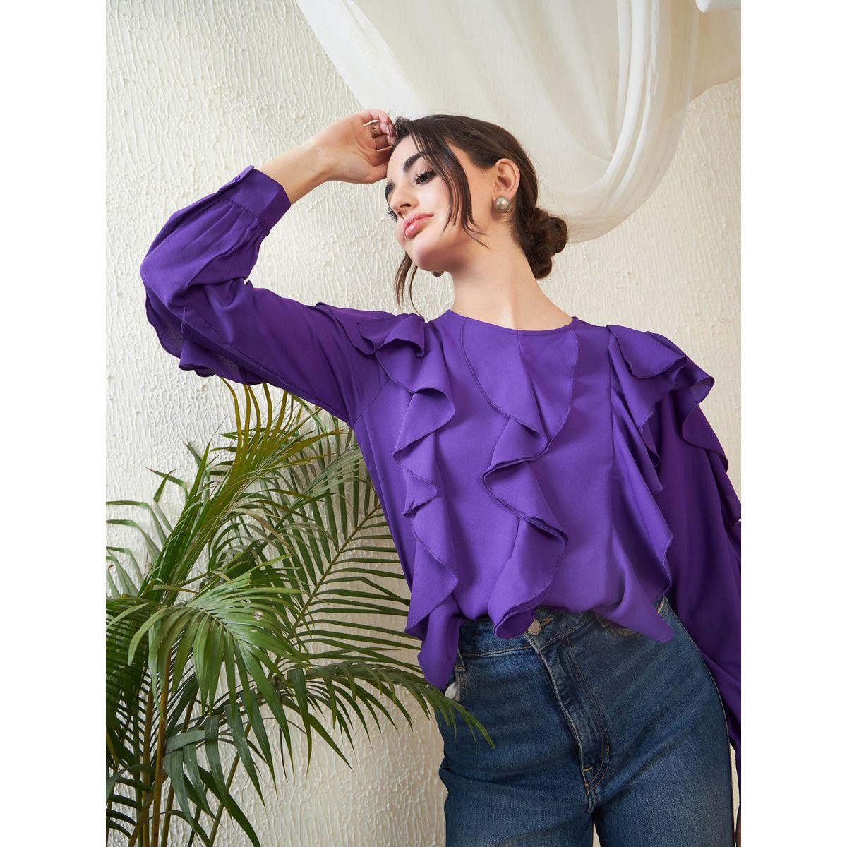 بلوزة باكمام طويلة وتفاصيل كشكش ساسافراس × ستايلي-women-clothing-shirtsandblouses-blouses-image-6