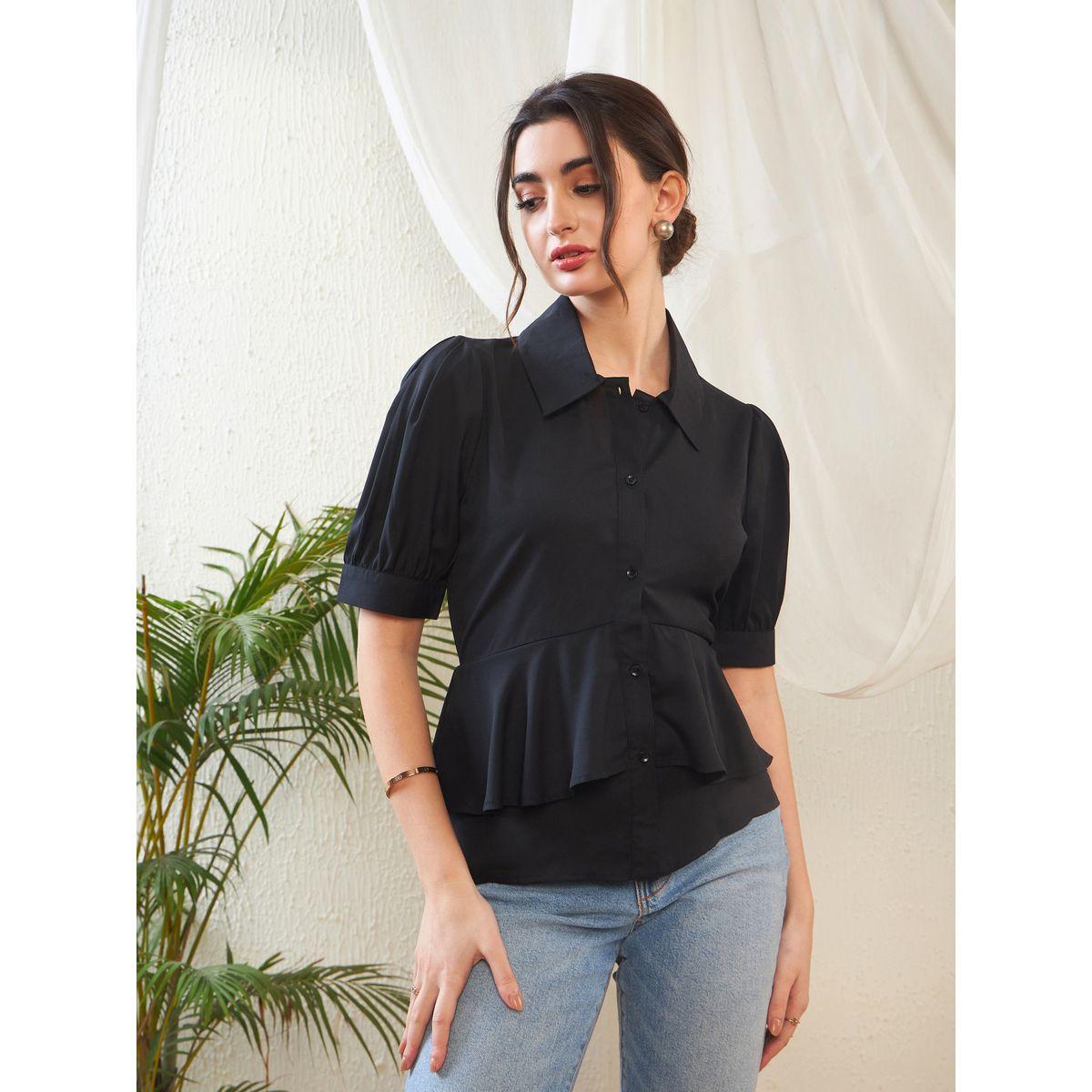 بلوزة بتفاصيل كشكش مع ازرار غلق ساسافراس × ستايلي-women-clothing-shirtsandblouses-shirts-image-1