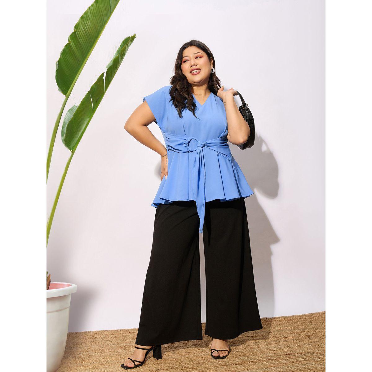 Sassafras X Styli  Plus Front Knot Detail Peplum Top-women-clothing-shirtsandblouses-blouses-image-2