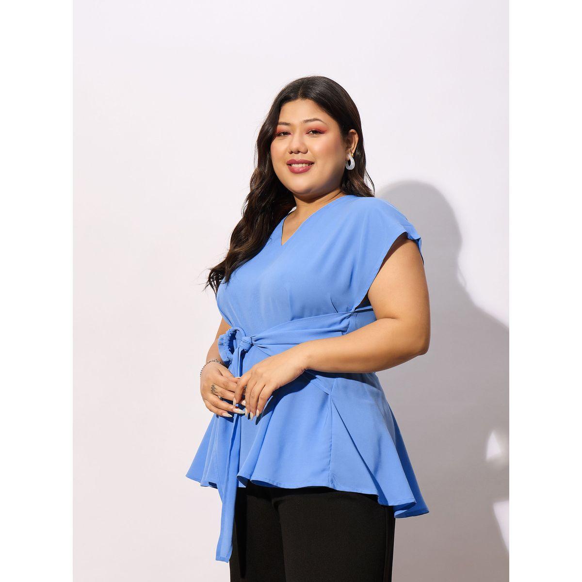 Sassafras X Styli  Plus Front Knot Detail Peplum Top-women-clothing-shirtsandblouses-blouses-image-3