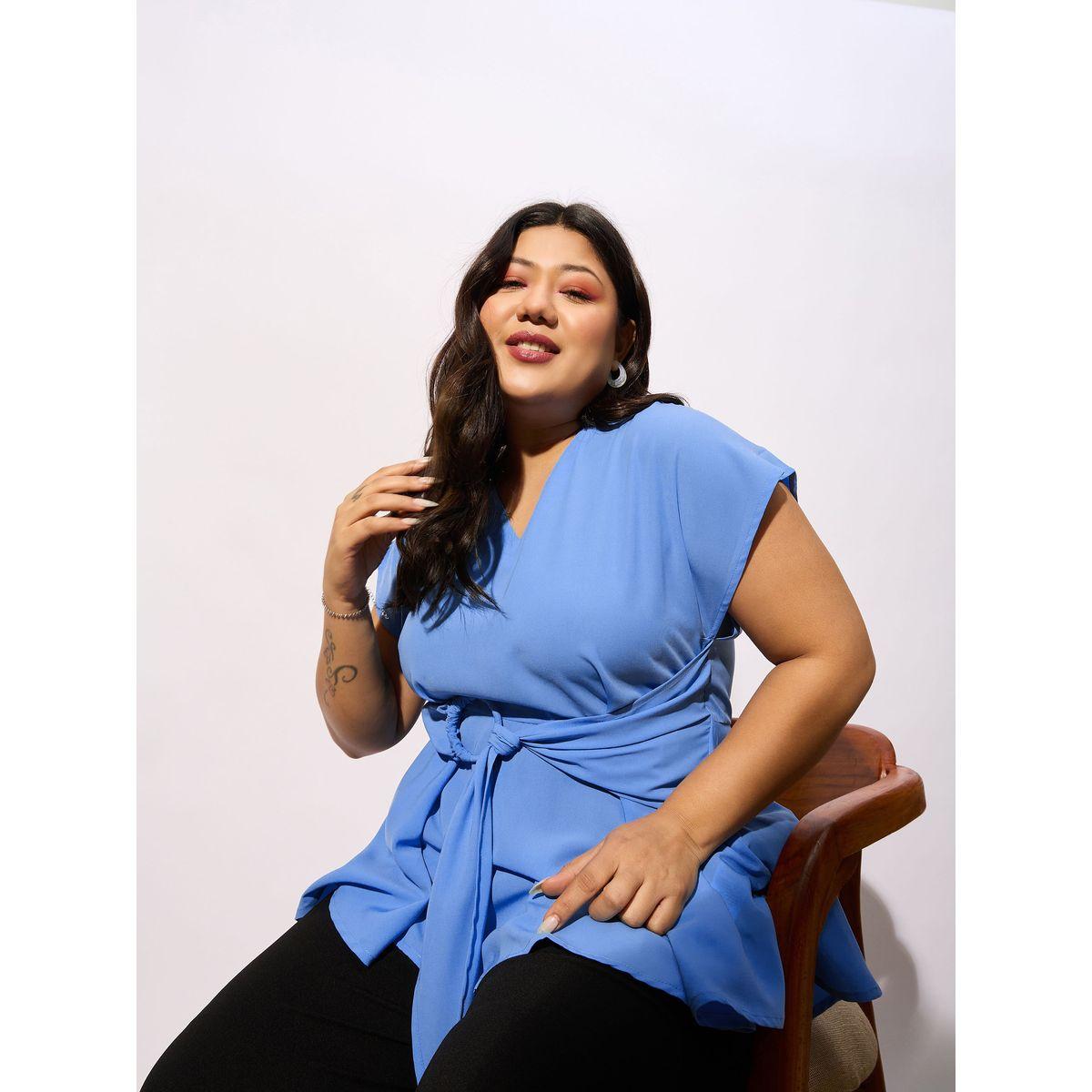 Sassafras X Styli  Plus Front Knot Detail Peplum Top-women-clothing-shirtsandblouses-blouses-image-6