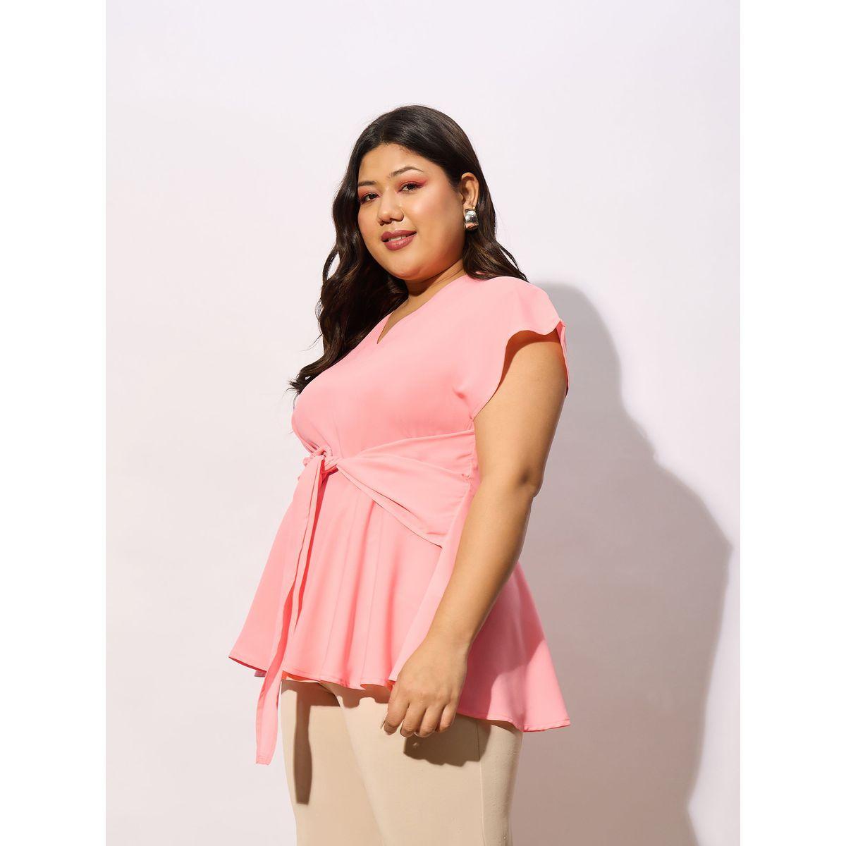 Sassafras X Styli  Plus Front Knot Detail Peplum Top-women-clothing-shirtsandblouses-blouses-image-3